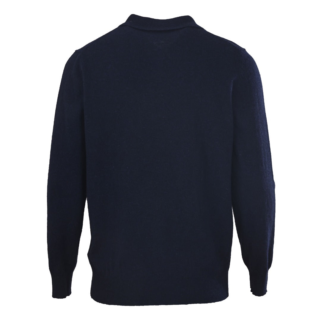 Long-Sleeve Knit Polo Hunter Navy
