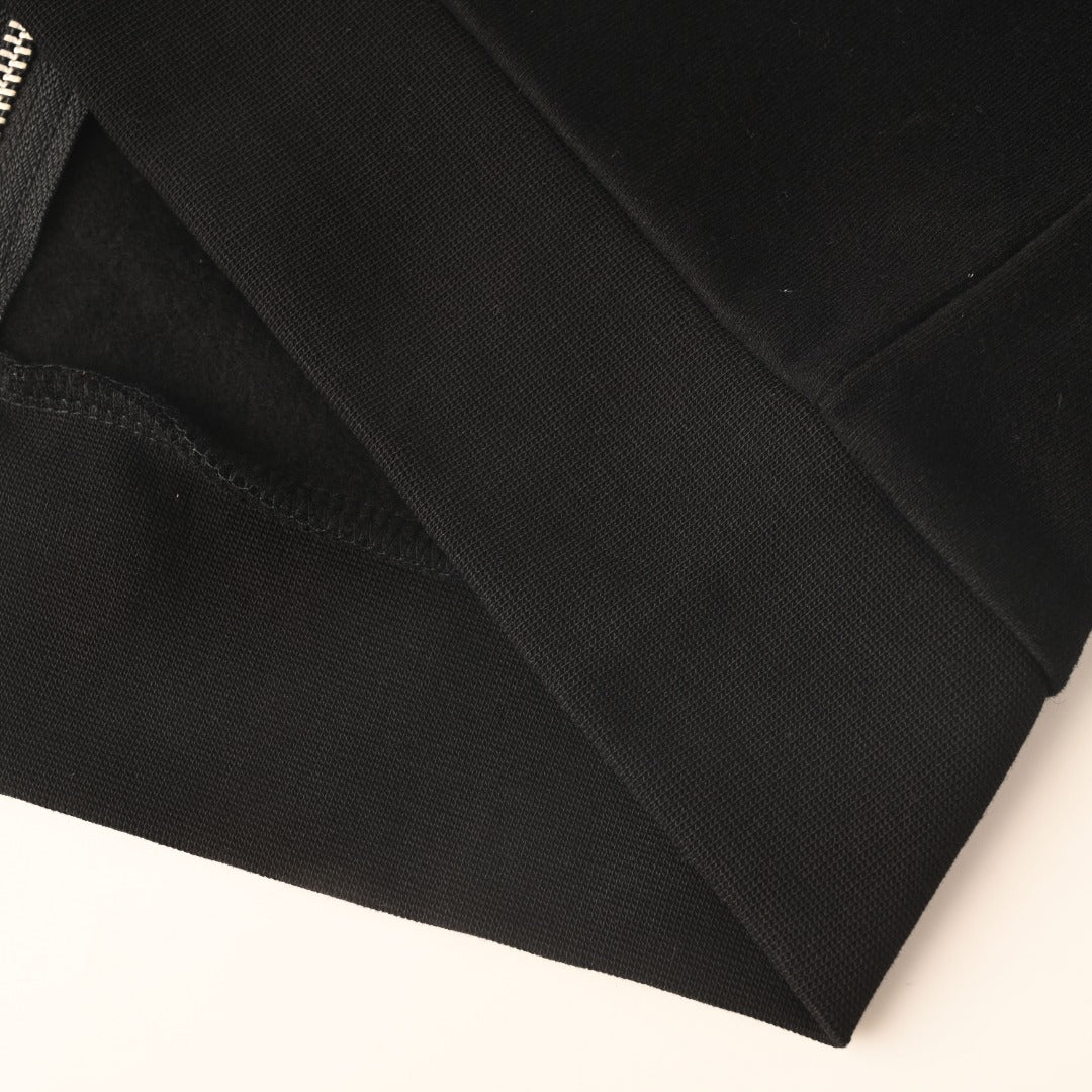 Scroll Logo Cross Zip-Up Hoodie Black