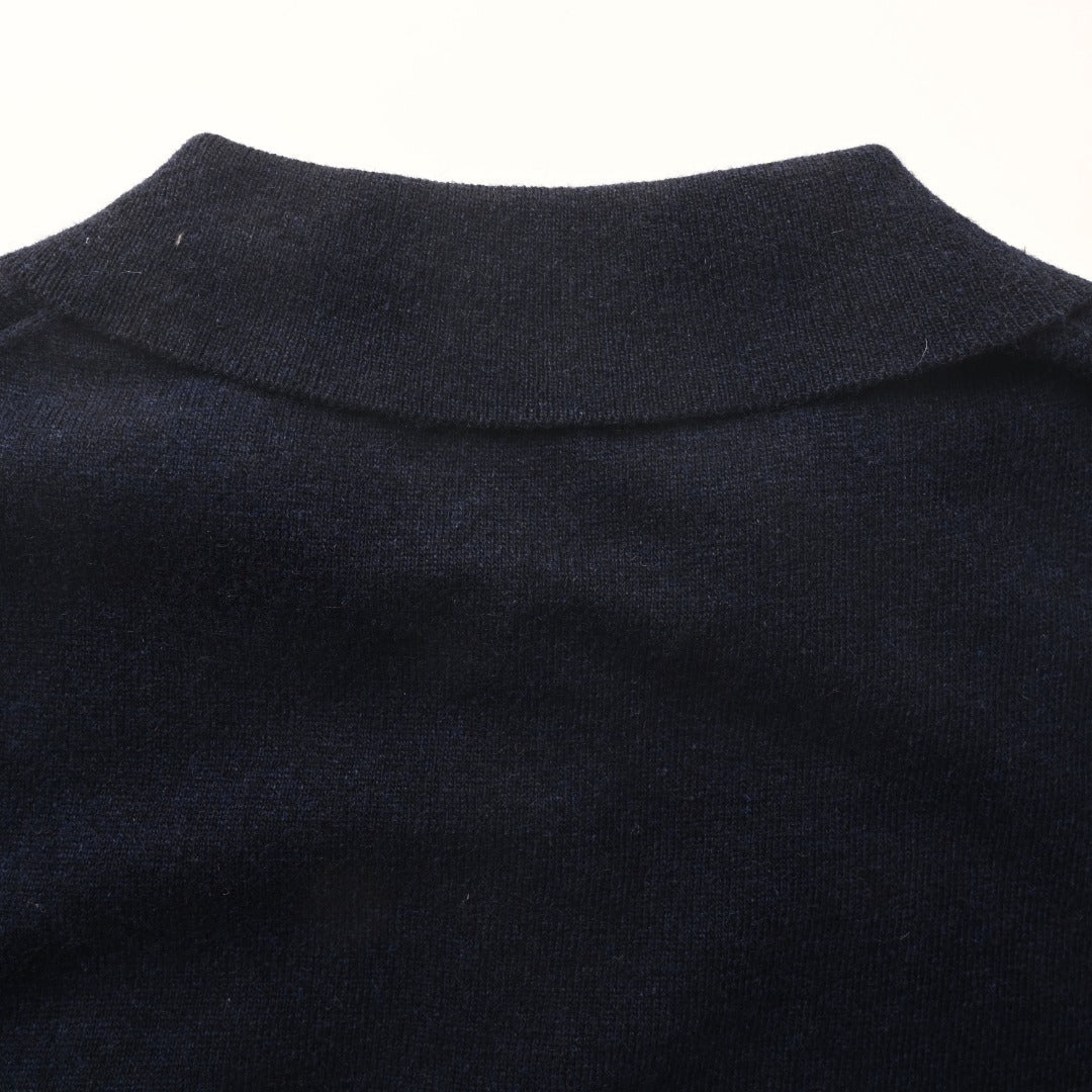 Long-Sleeve Knit Polo Hunter Navy
