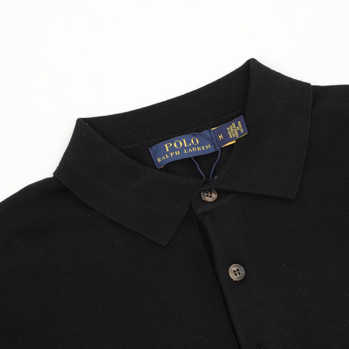 Long-Sleeve Knit Polo Black