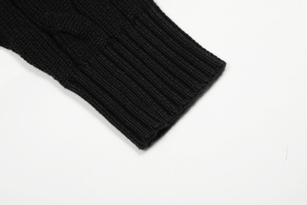 Cable-Knit Cotton Crewneck Sweater Black