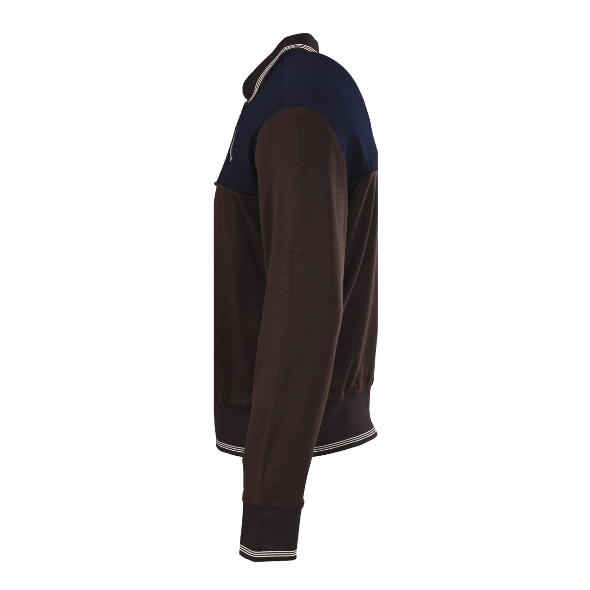 Polo-Neck Zip-Up Cacao Brown