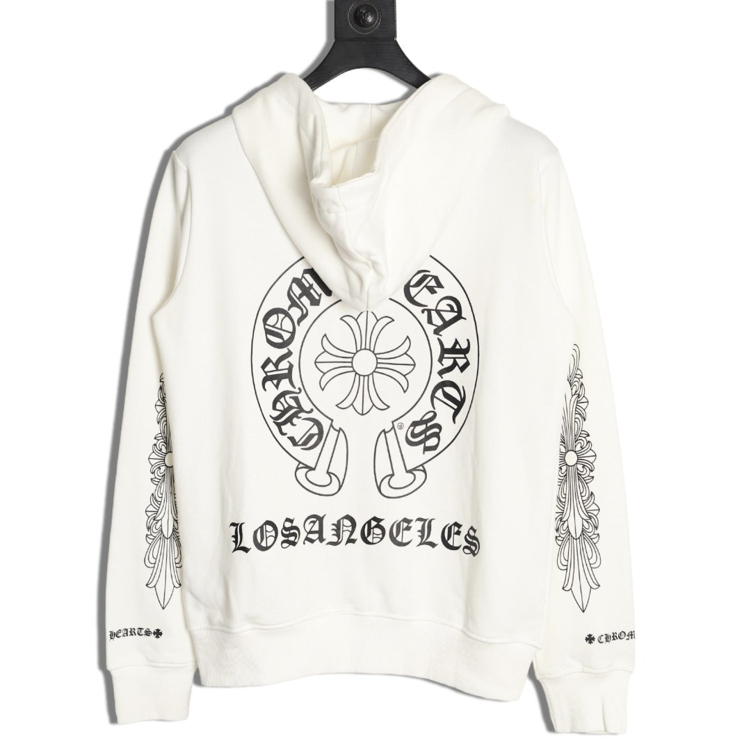 Gothic Logo Zip-Up Hoodie White