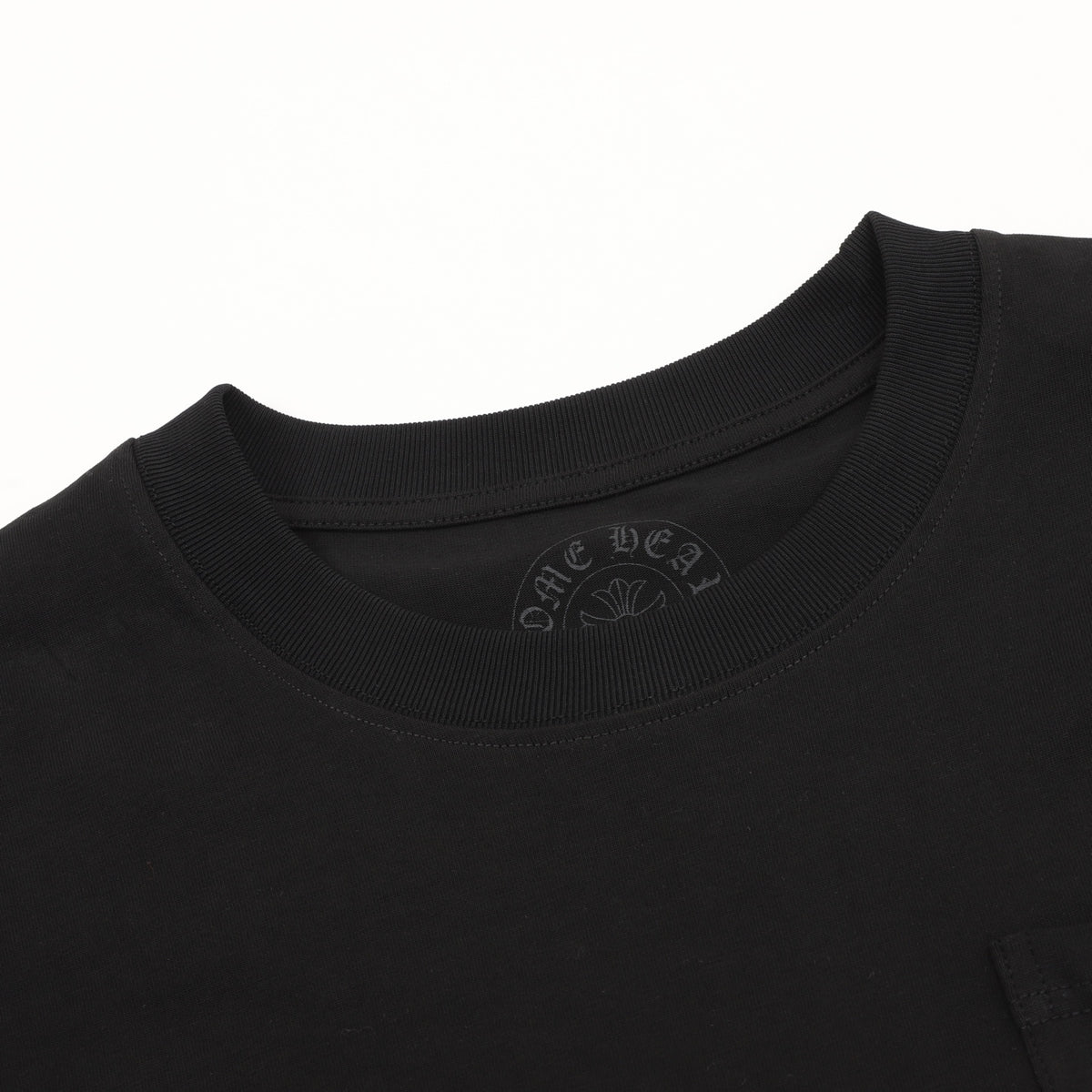 Orange Script Long Sleeve Pocket T-Shirt Black