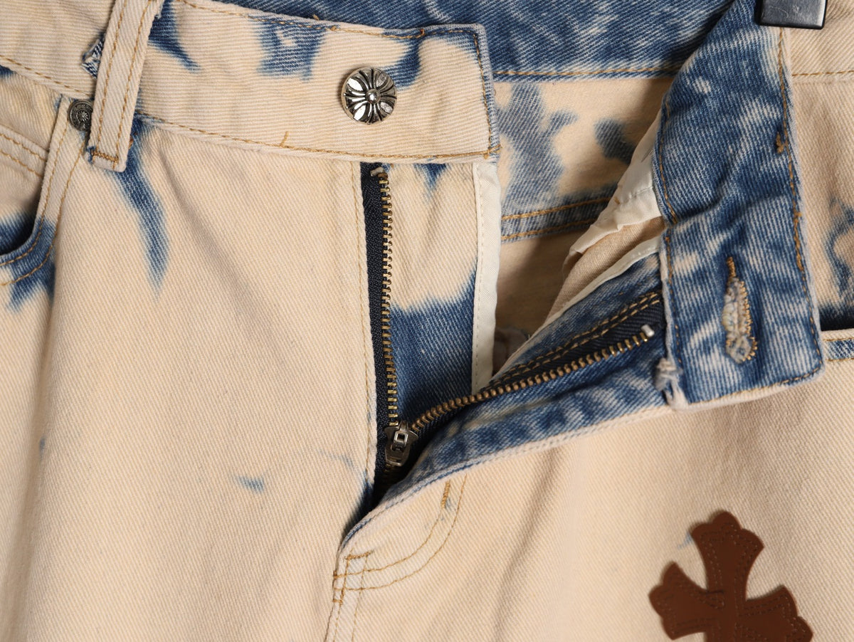 Tie-Dye Multicolor Cross Denim Jeans