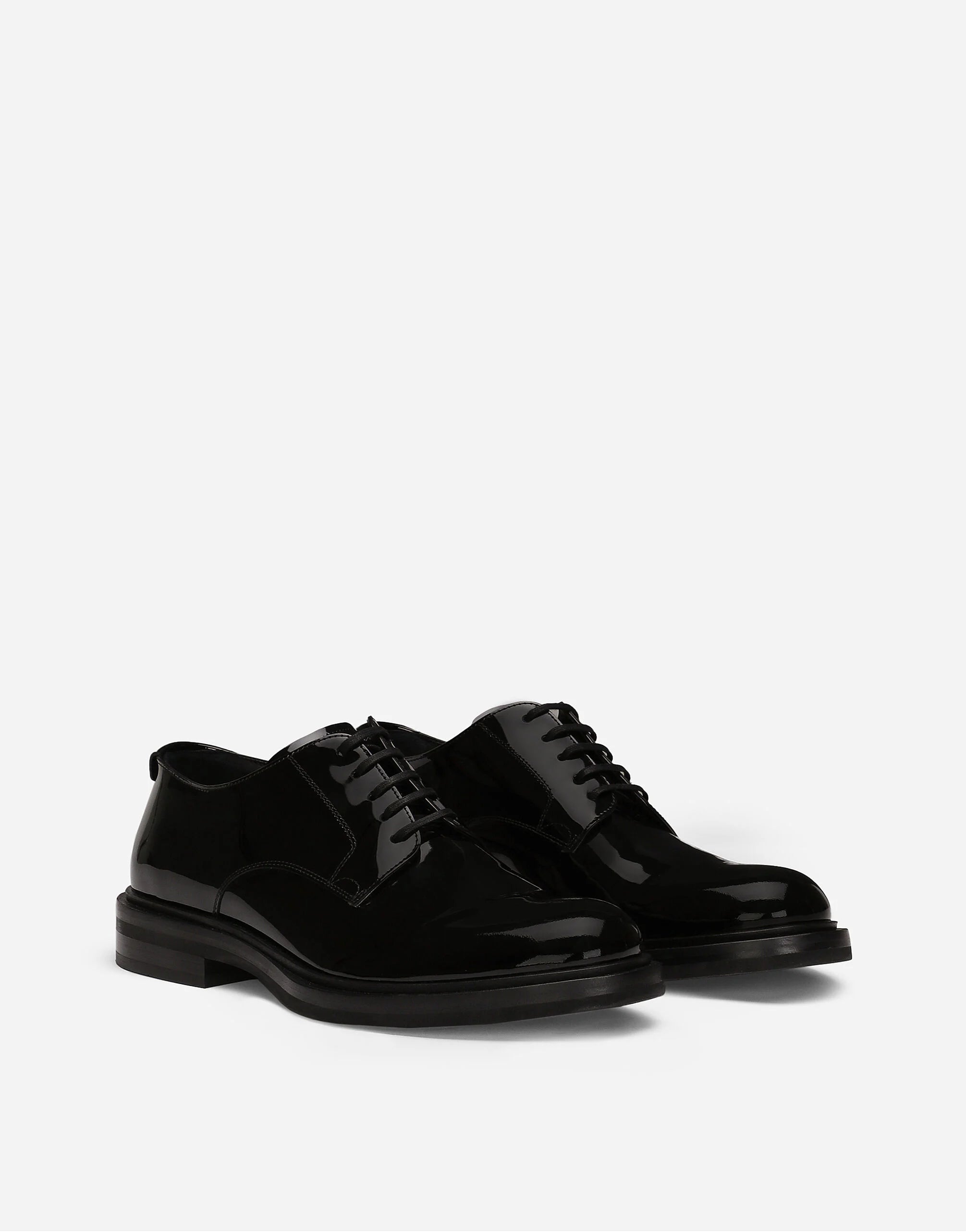 Patent Leather Derby Shoes in Black