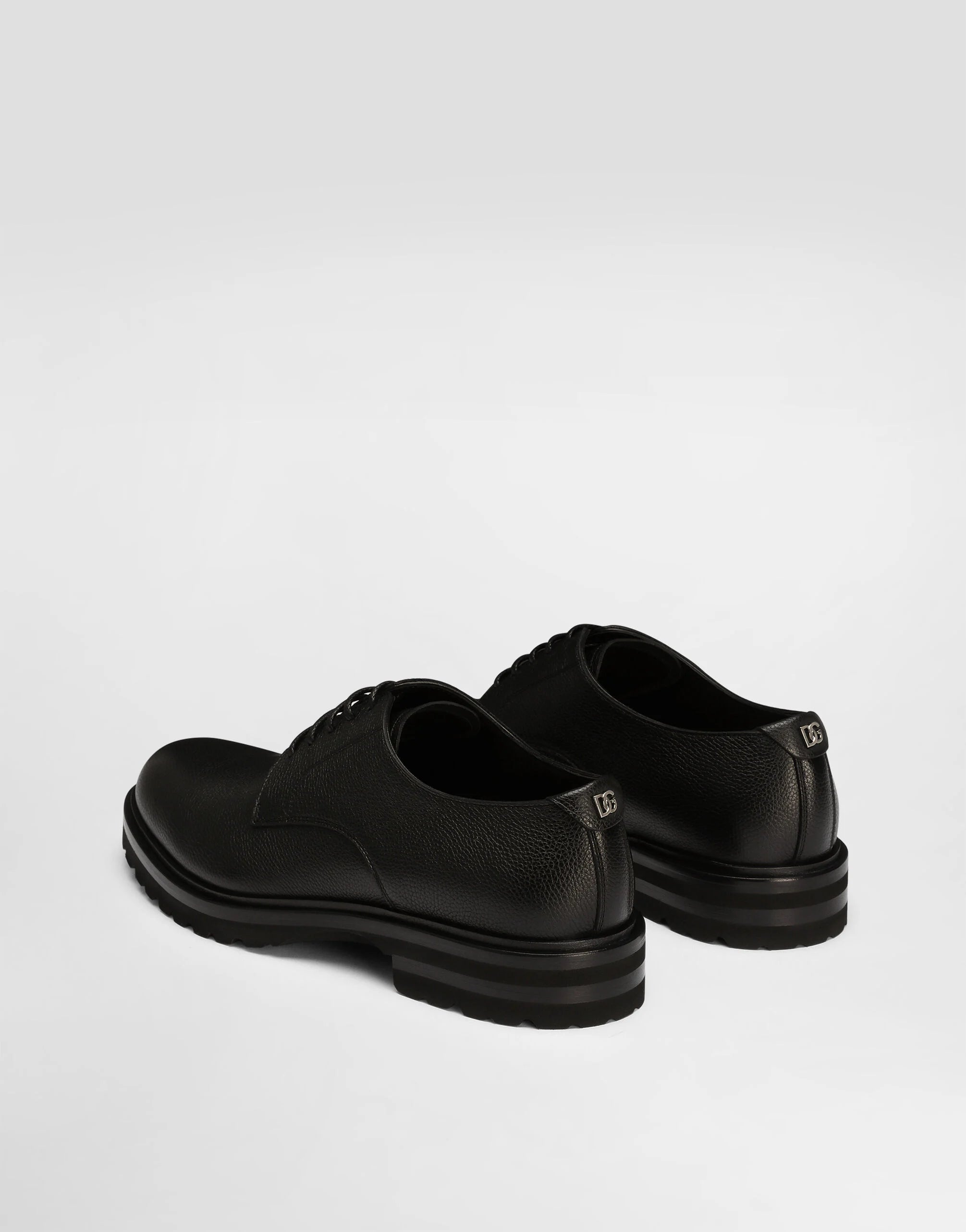 Grainy Calfskin Derby Shoes in Black