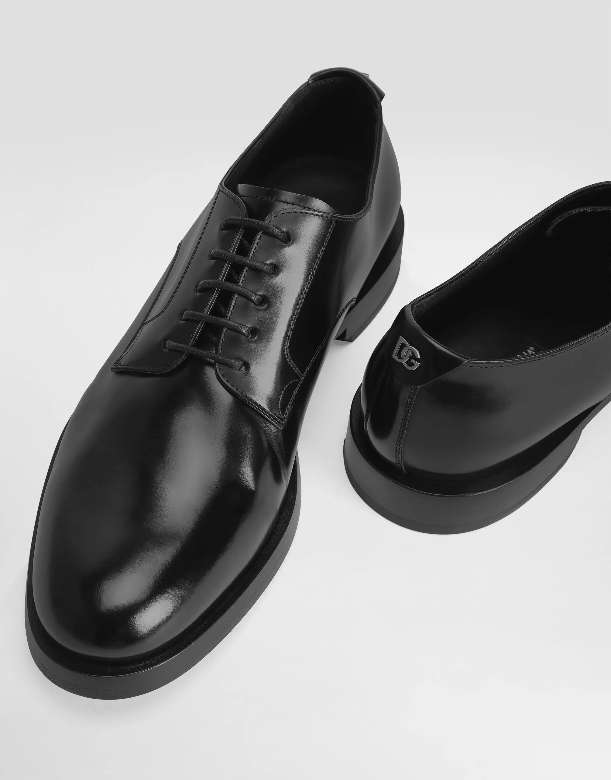 Brushed Calfskin Derby Shoes in Black