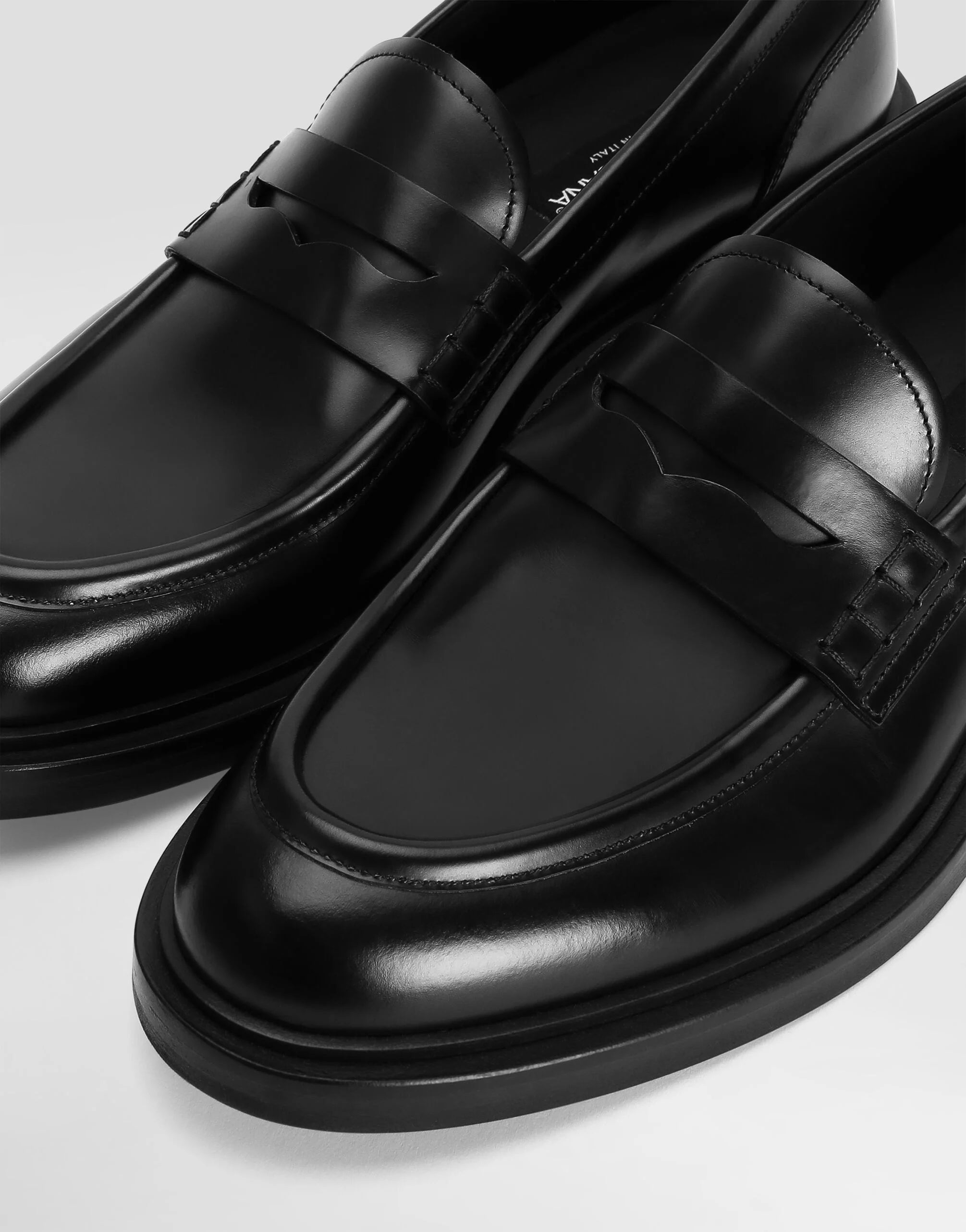 Brushed Calfskin Loafers in Black