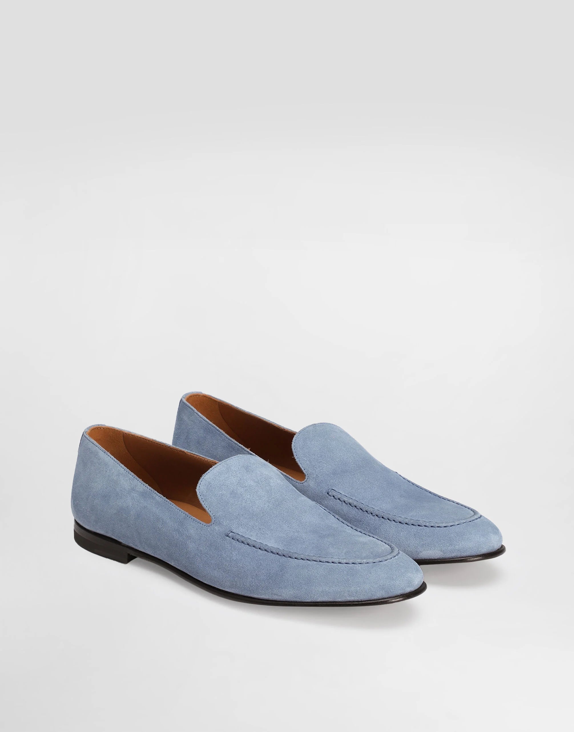 Split Calfskin Loafers in Azure