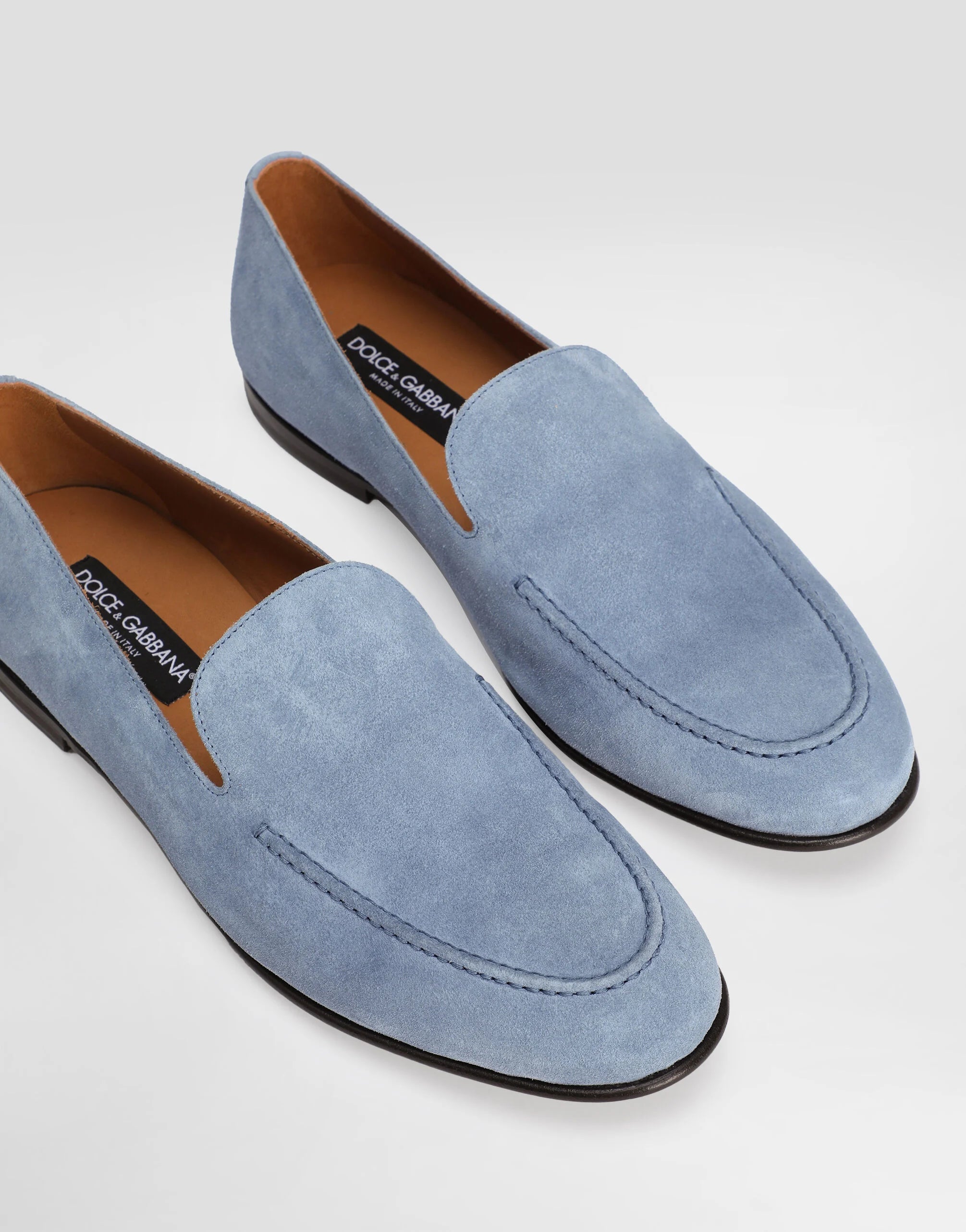 Split Calfskin Loafers in Azure