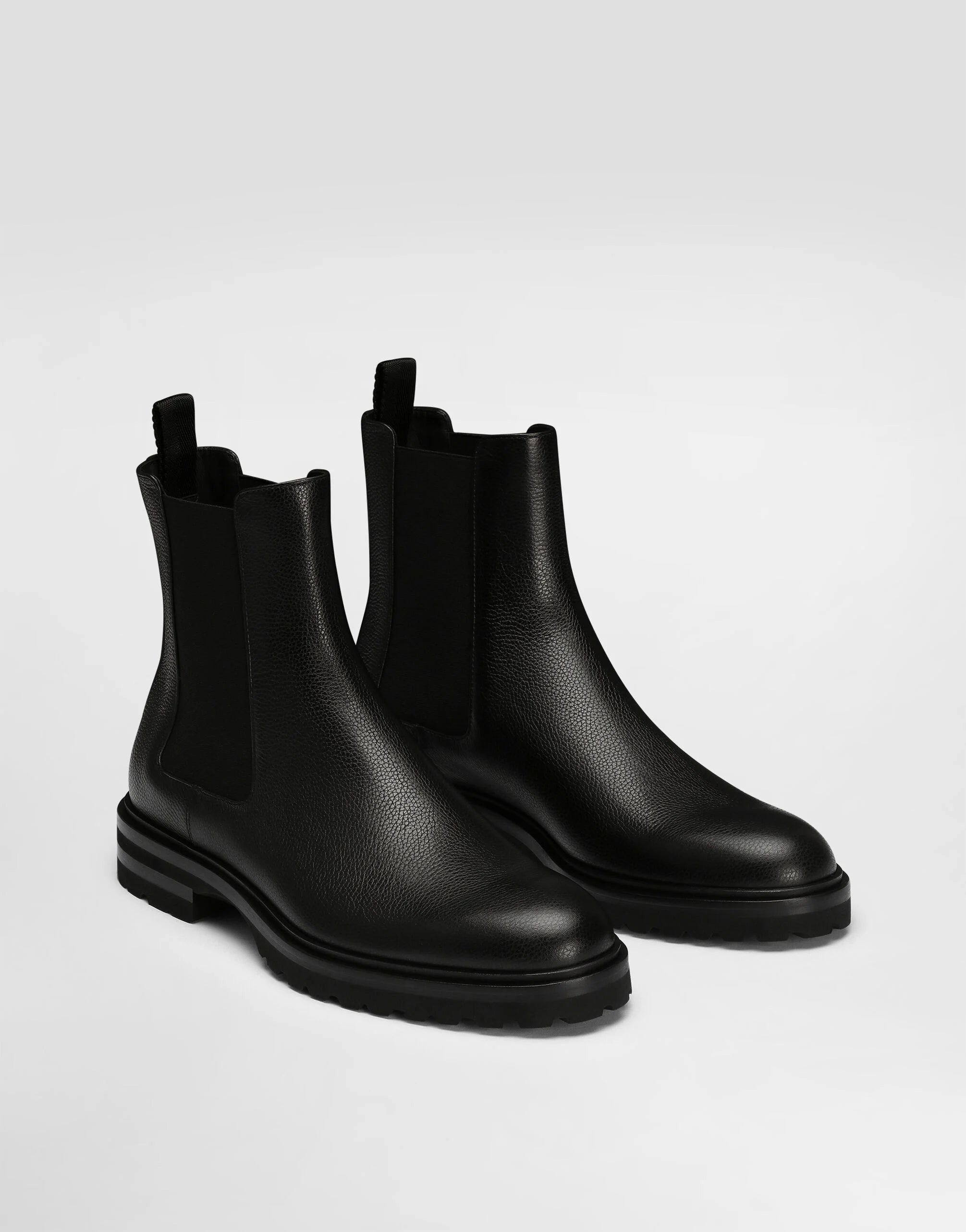 Grainy Calfskin Ankle Boots in Black