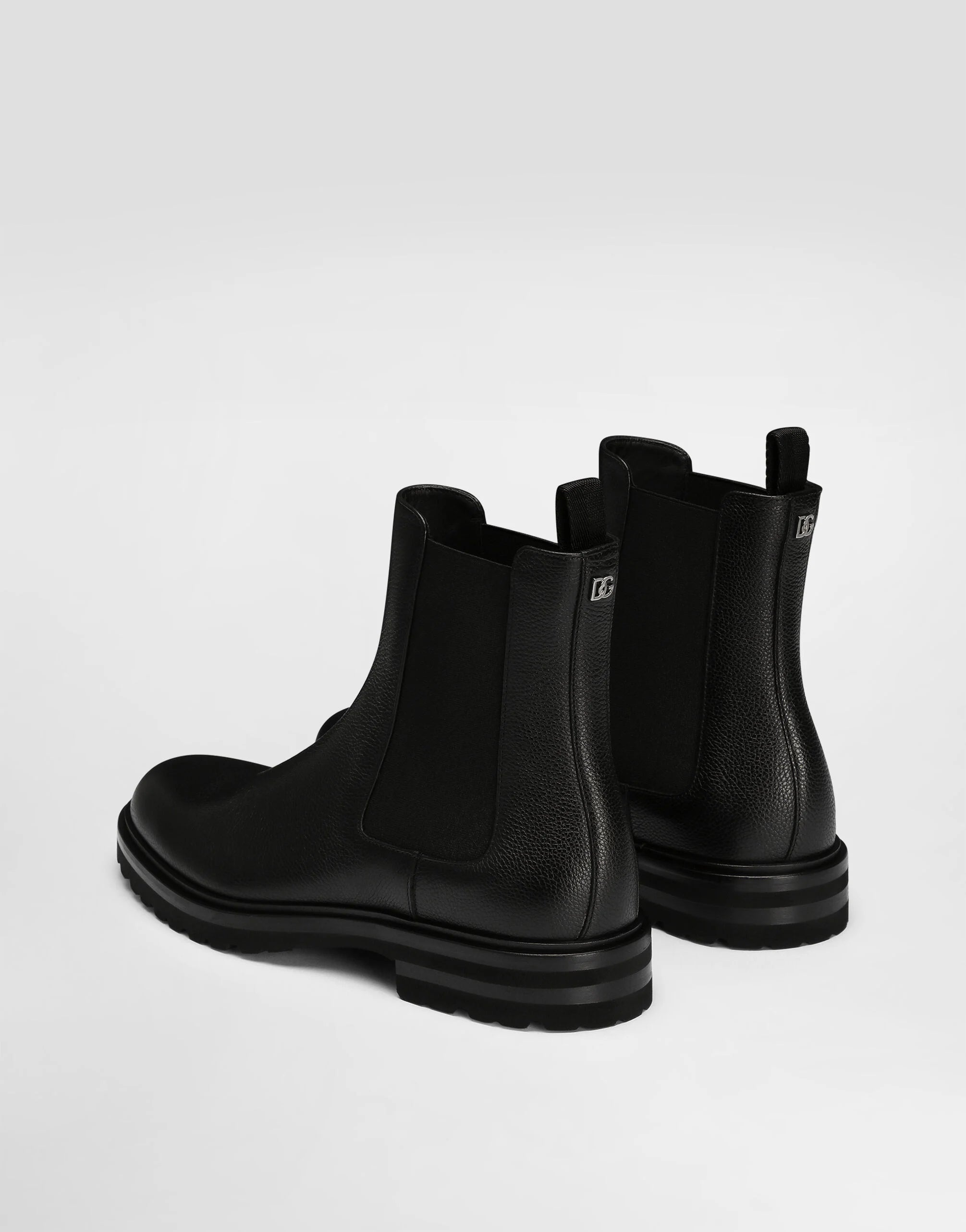 Grainy Calfskin Ankle Boots in Black