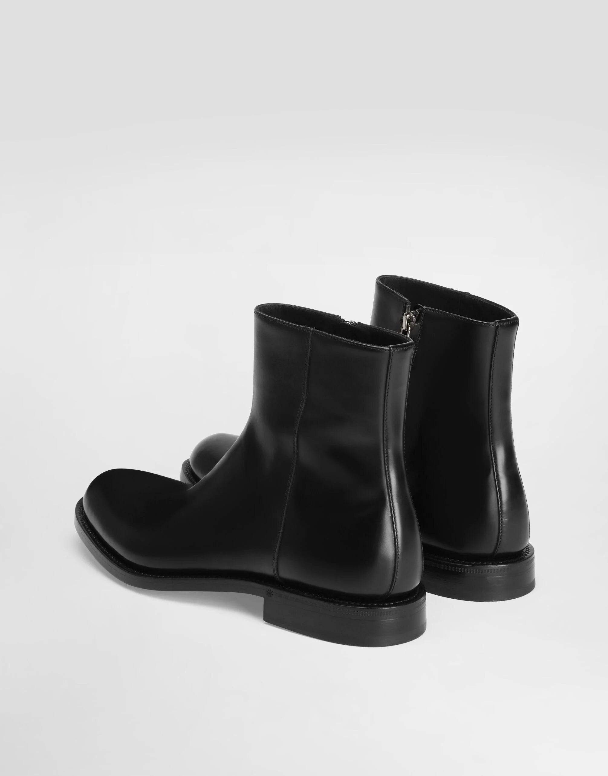 Brushed Leather Ankle Boots in Black