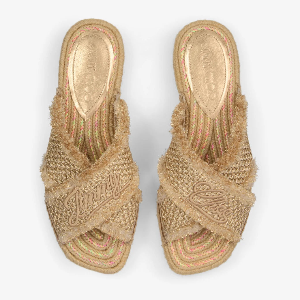 Aciel Flat in Gold Woven Fabric