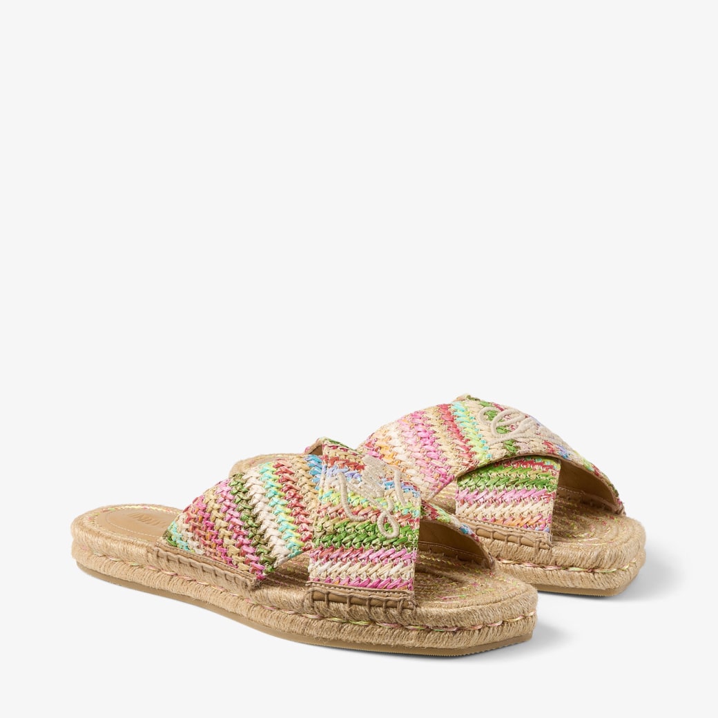 Aciel Flat in Ecru Striped Raffia