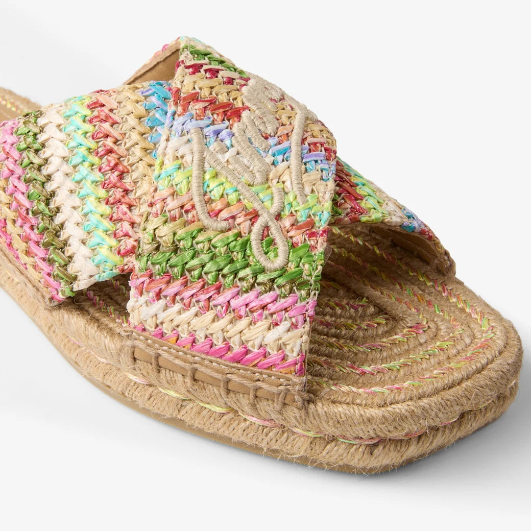 Aciel Flat in Ecru Striped Raffia