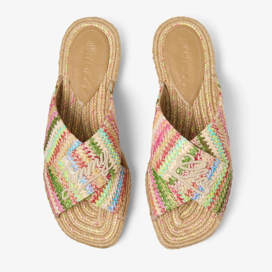 Aciel Flat in Ecru Striped Raffia