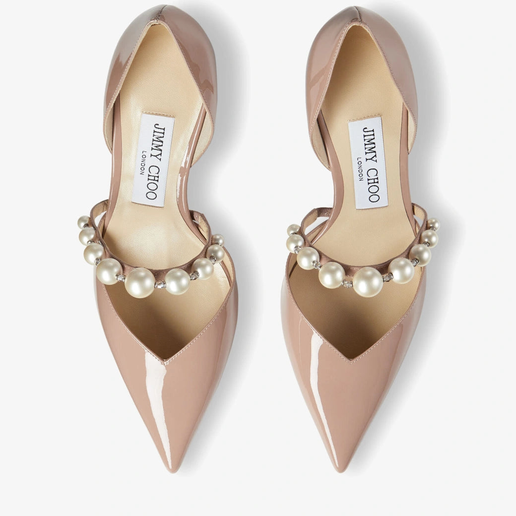 Aurelie 85 Ballet Pink Patent Leather with Pearl Embellishment