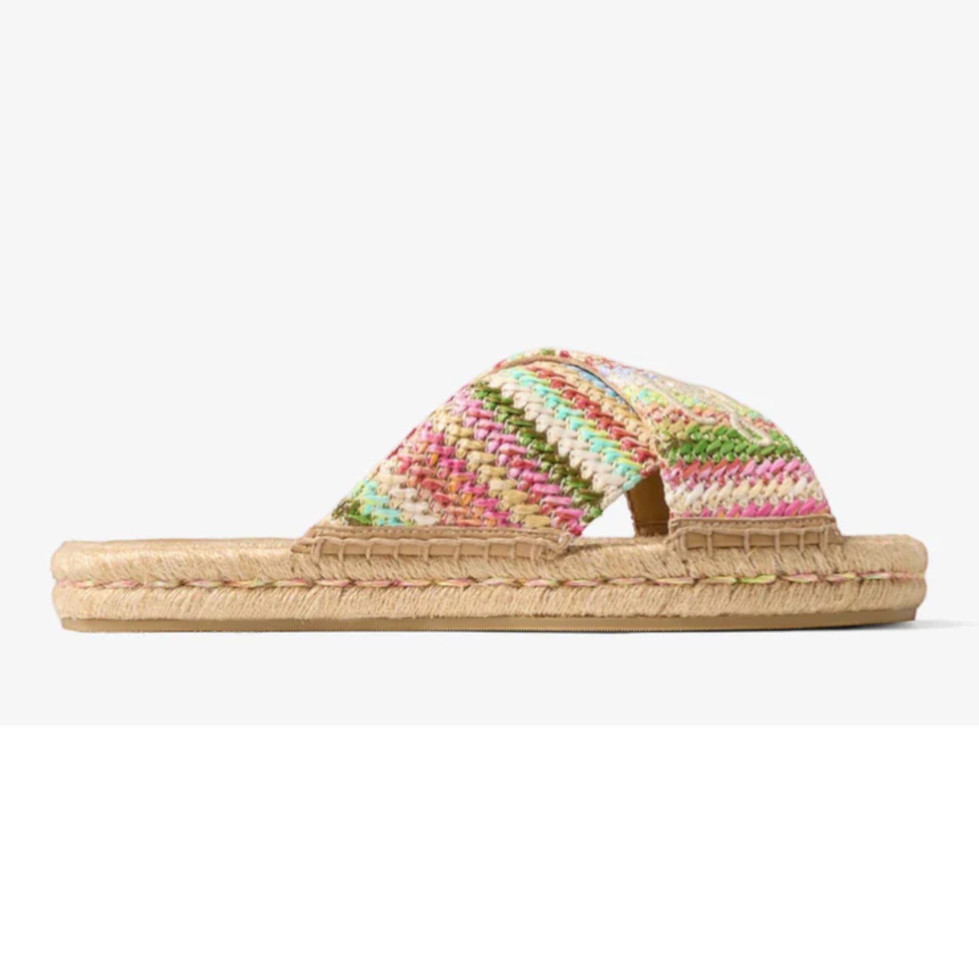 Aciel Flat in Ecru Striped Raffia