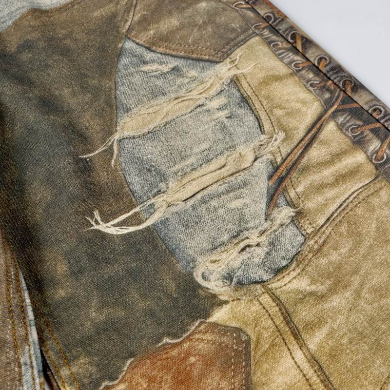 Patchwork Print Loose Fit Trousers