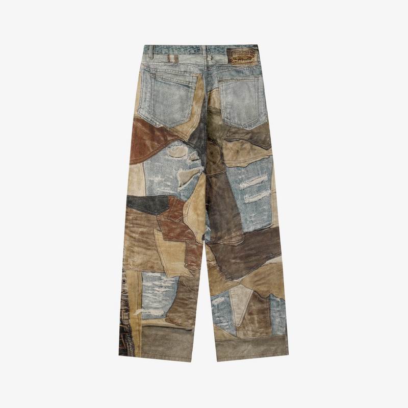 Patchwork Print Loose Fit Trousers