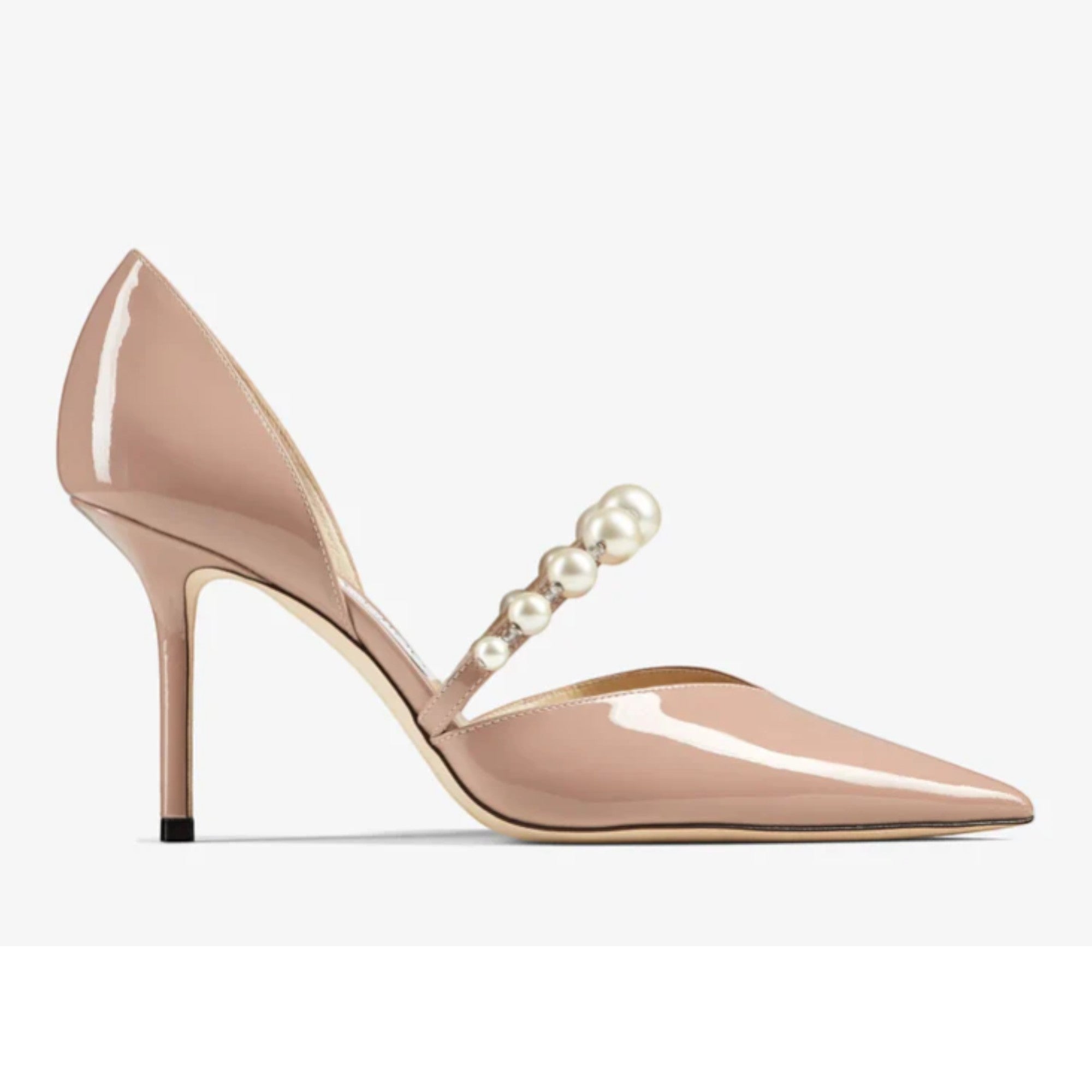 Aurelie 85 Ballet Pink Patent Leather with Pearl Embellishment