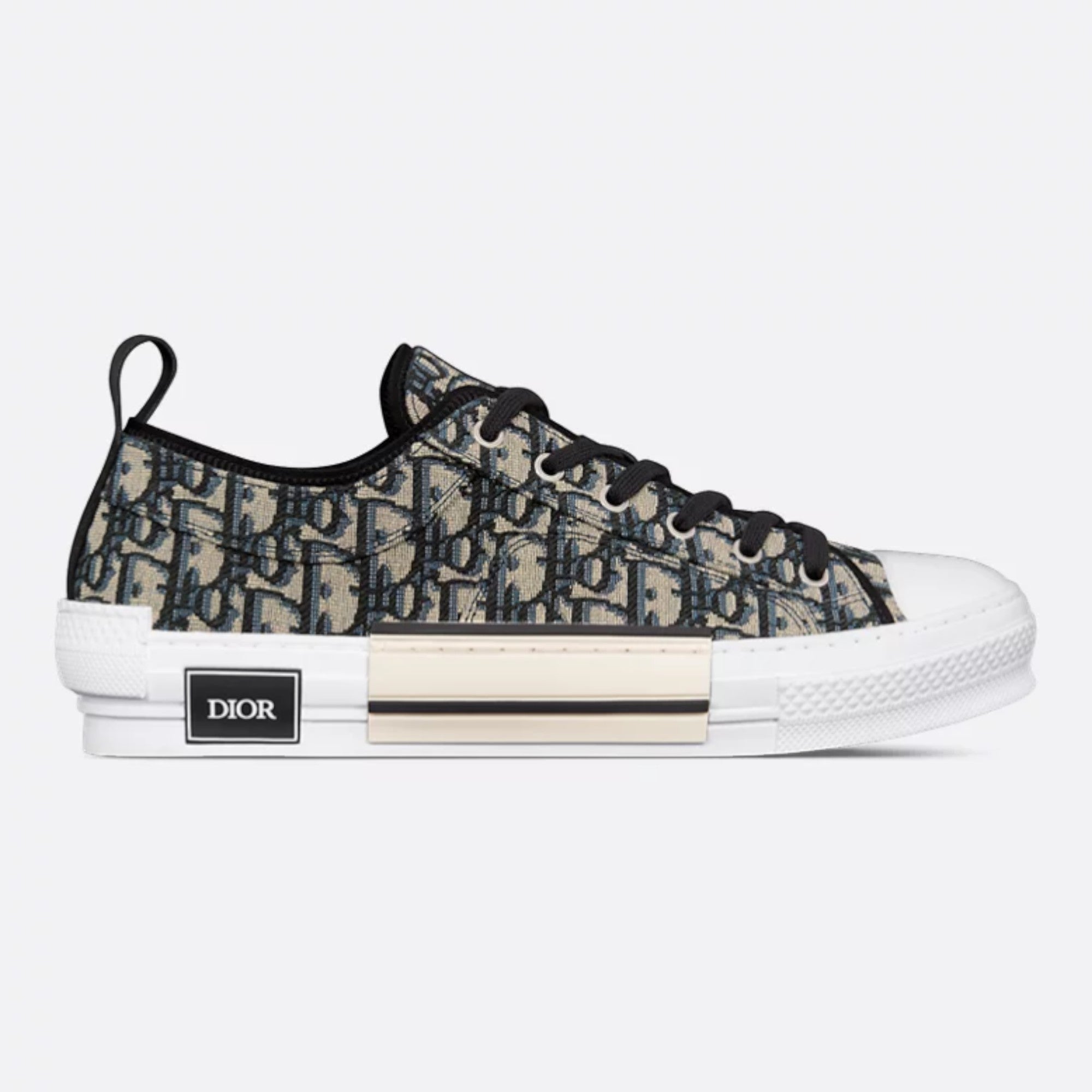 Dior B23 Low Top Beige and Black Oblique Jacquard Sneakers