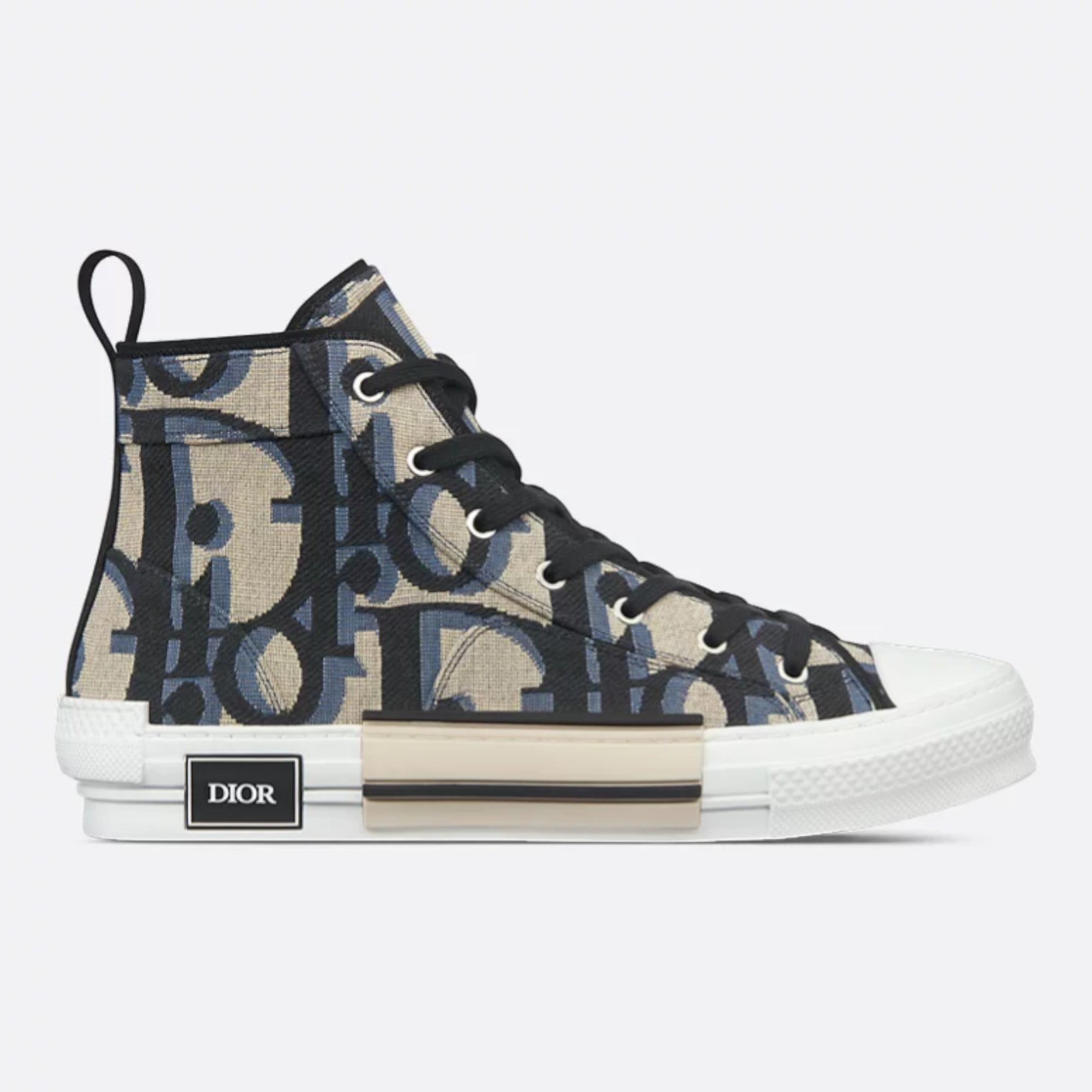 Dior B23 Beige and Black Maxi Oblique Jacquard Sneakers