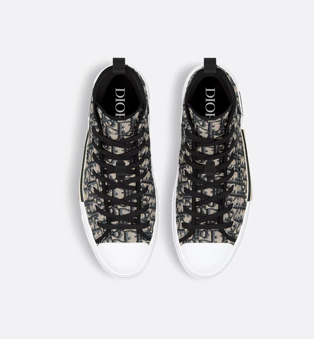 Dior B23 Beige and Black Dior Oblique Jacquard Sneakers