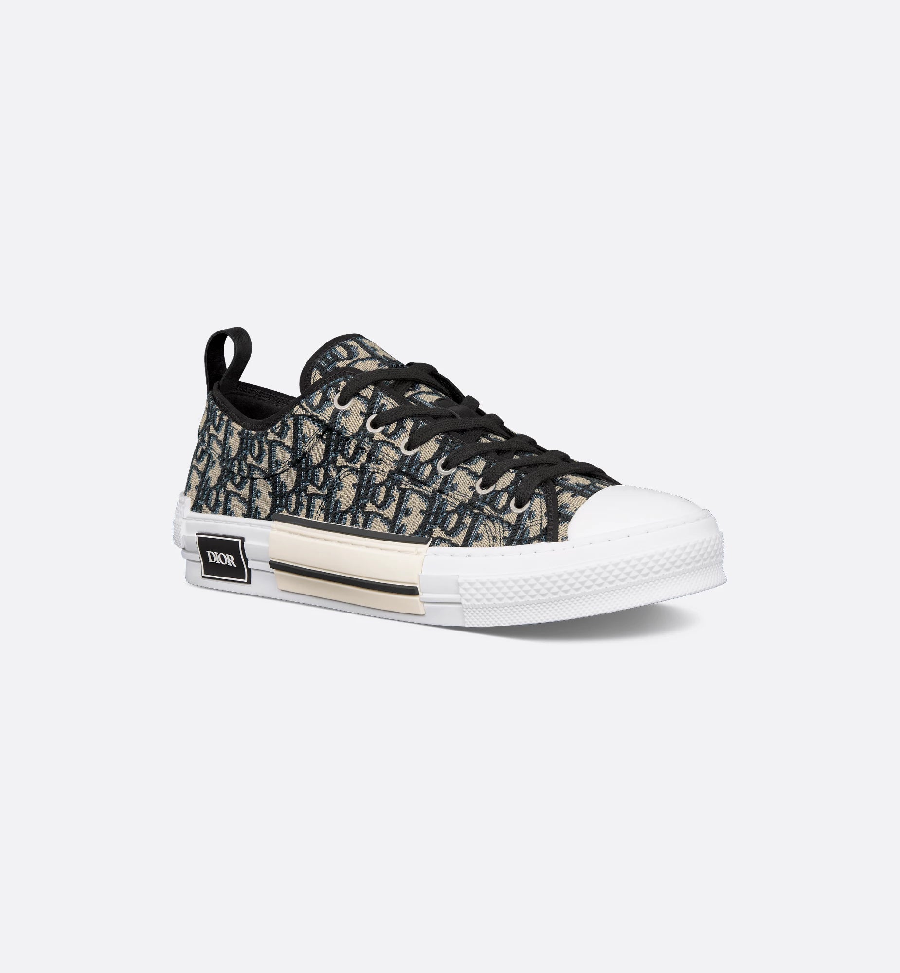 Dior B23 Low Top Beige and Black Oblique Jacquard Sneakers