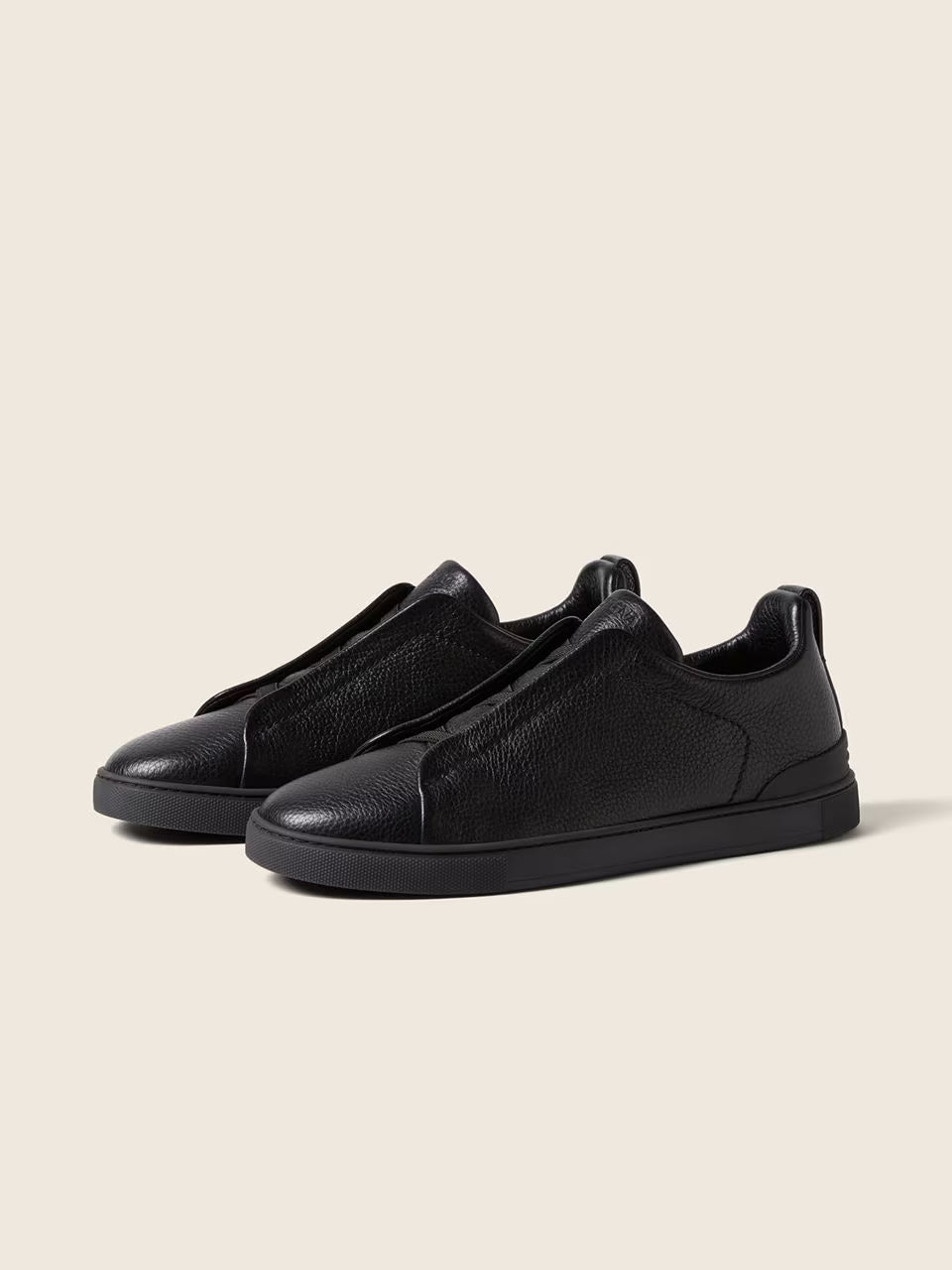 Zegna Black Deerskin Triple Stitch™ Sneakers