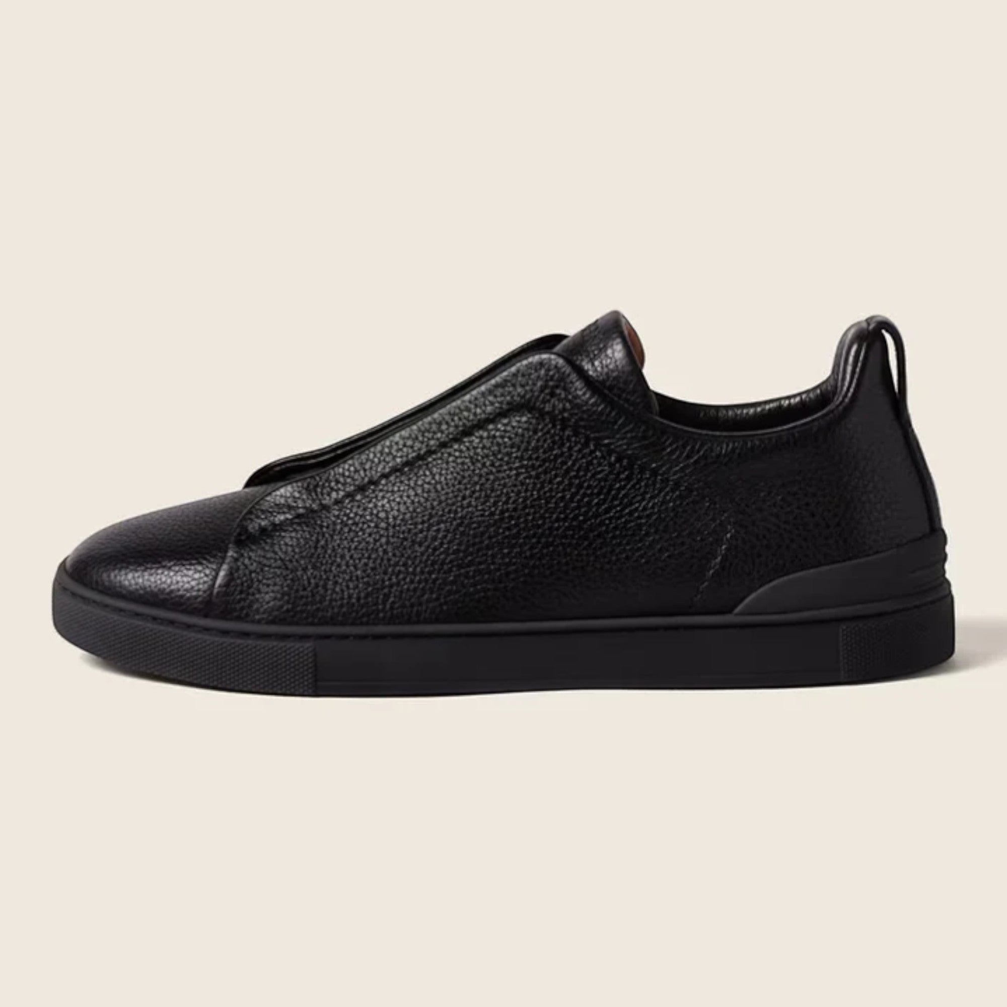 Zegna Black Deerskin Triple Stitch™ Sneakers