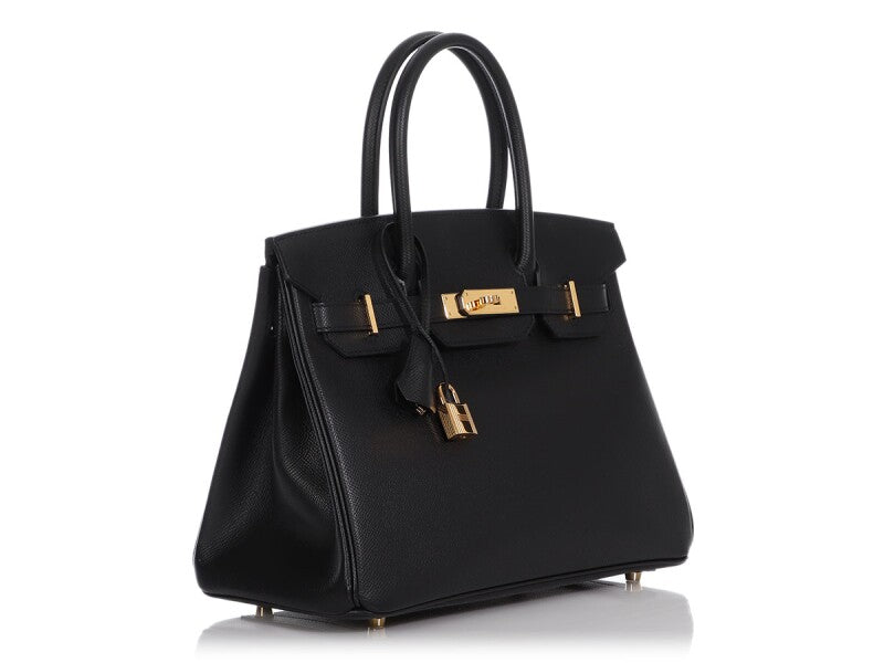 Black Epsom Leather Gold Hardware