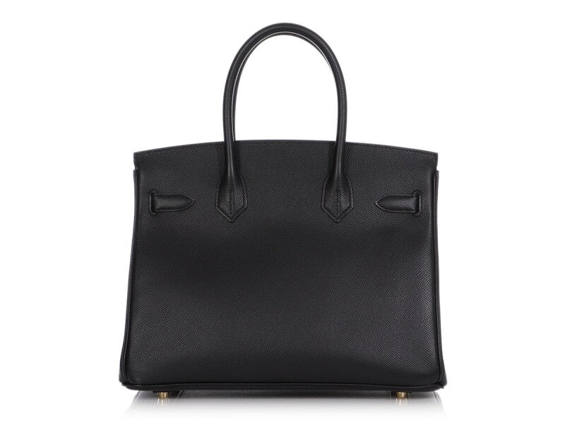 Black Epsom Leather Gold Hardware