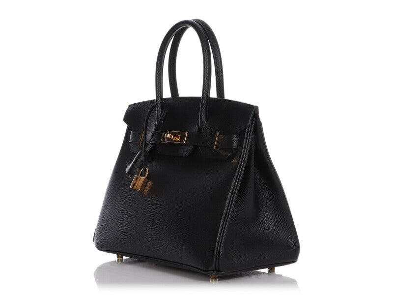 Black Epsom Leather Gold Hardware