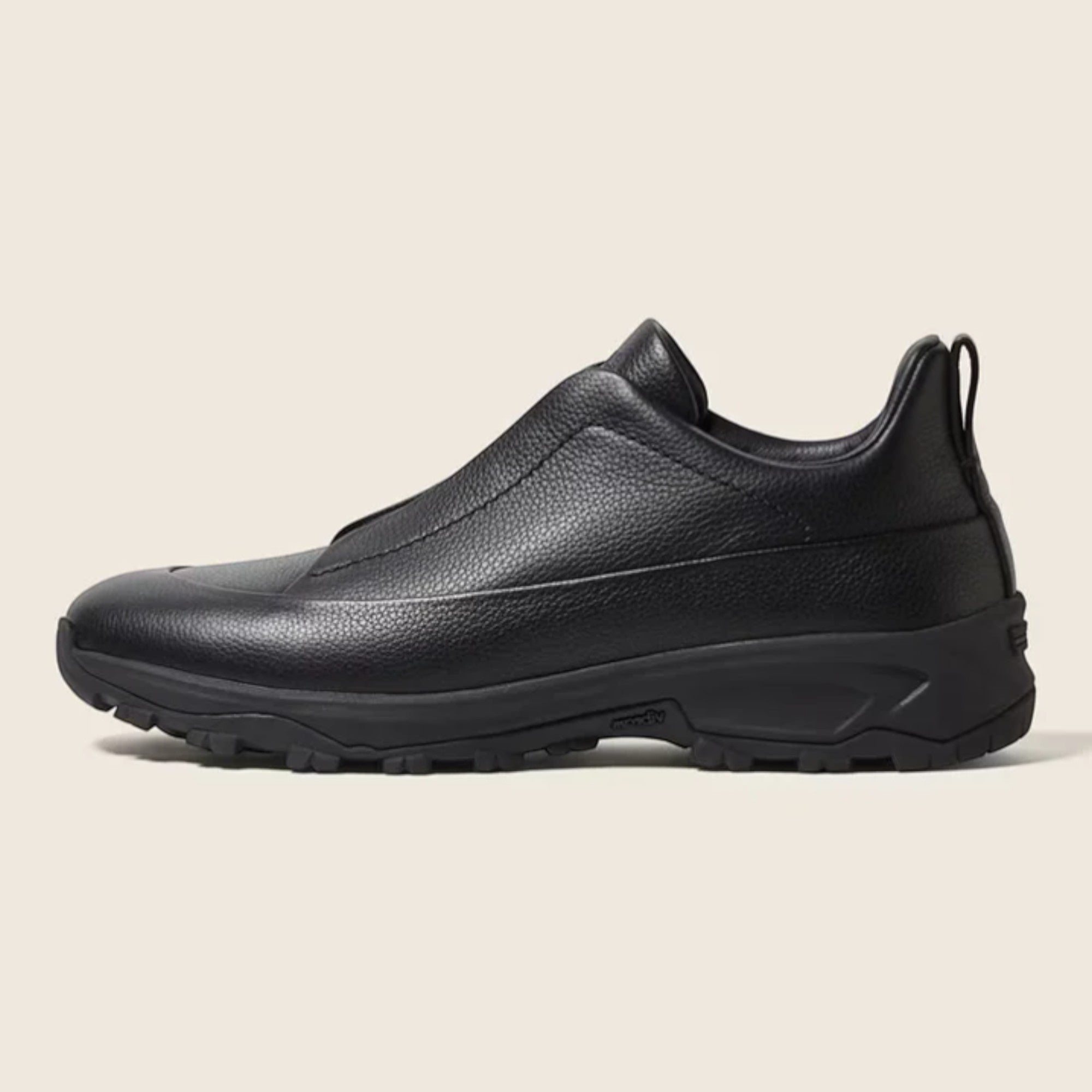 Zegna Black Leather Triple Stitch™ Monte Sneakers