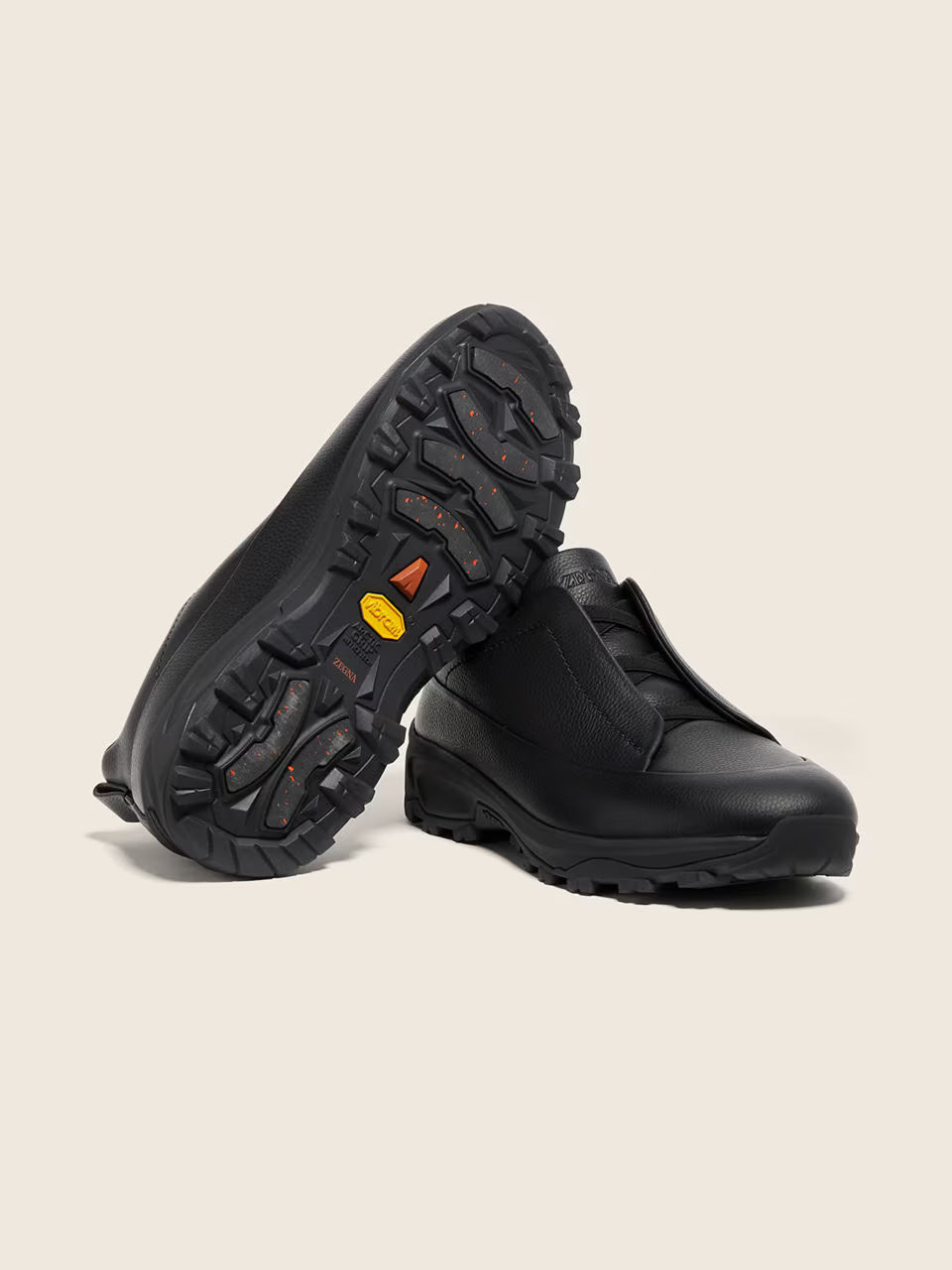 Zegna Black Leather Triple Stitch™ Monte Sneakers