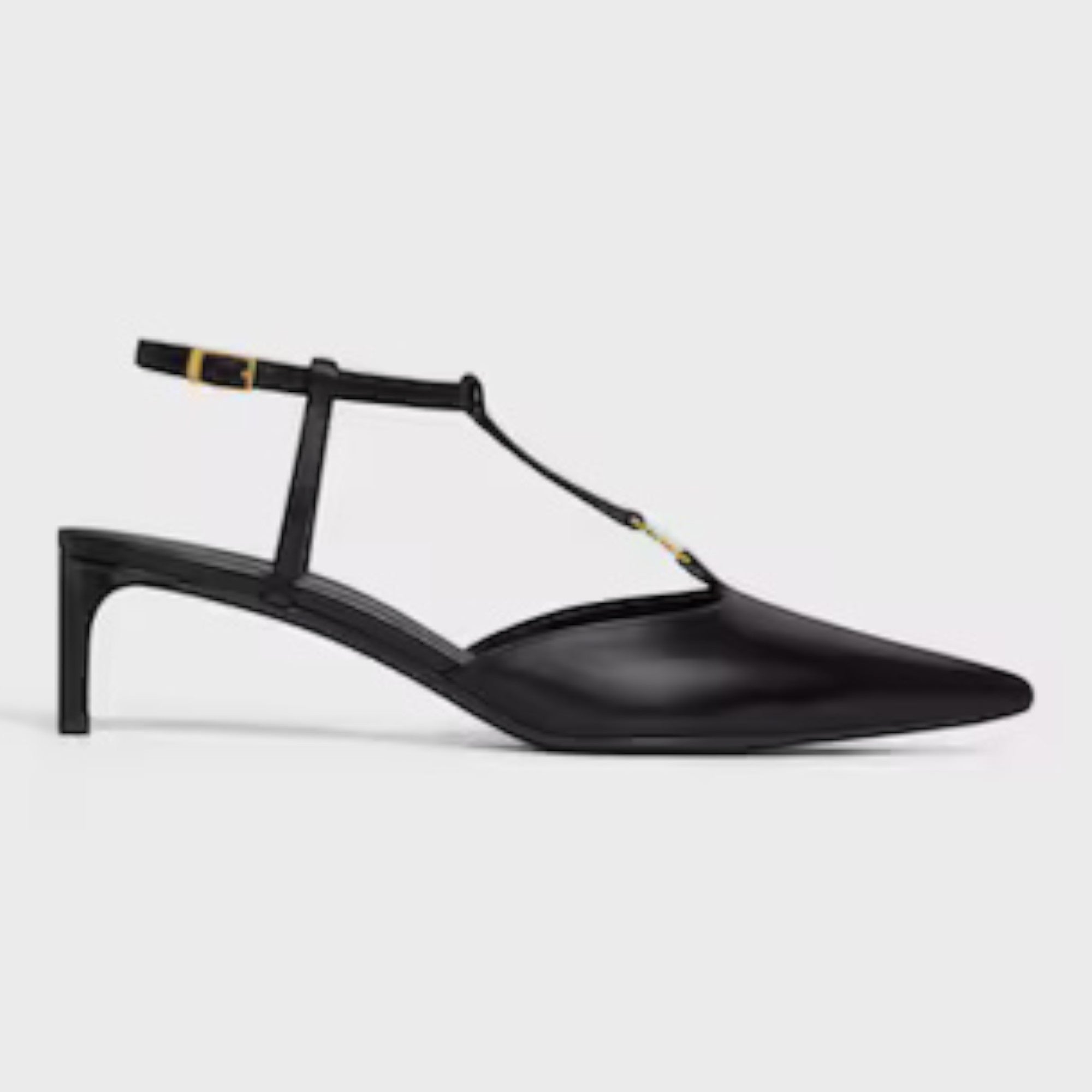 Kitten T-Bar Strap Pump Calfskin 50 mm Black