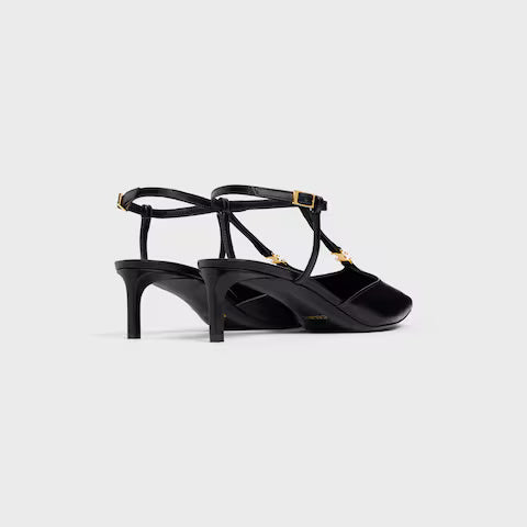 Kitten T-Bar Strap Pump Calfskin 50 mm Black