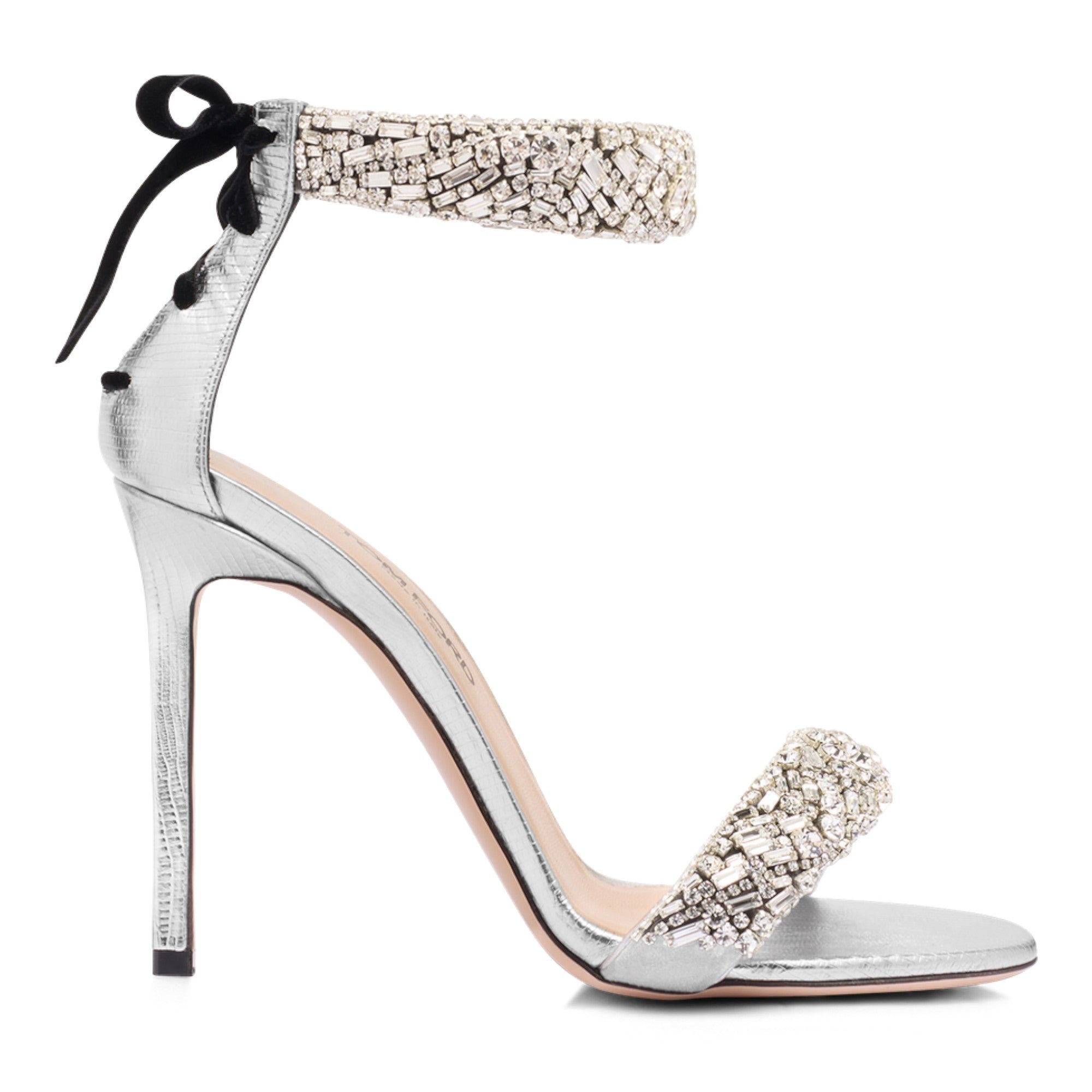 Edie Sandal Crystal-Embellished Lizard