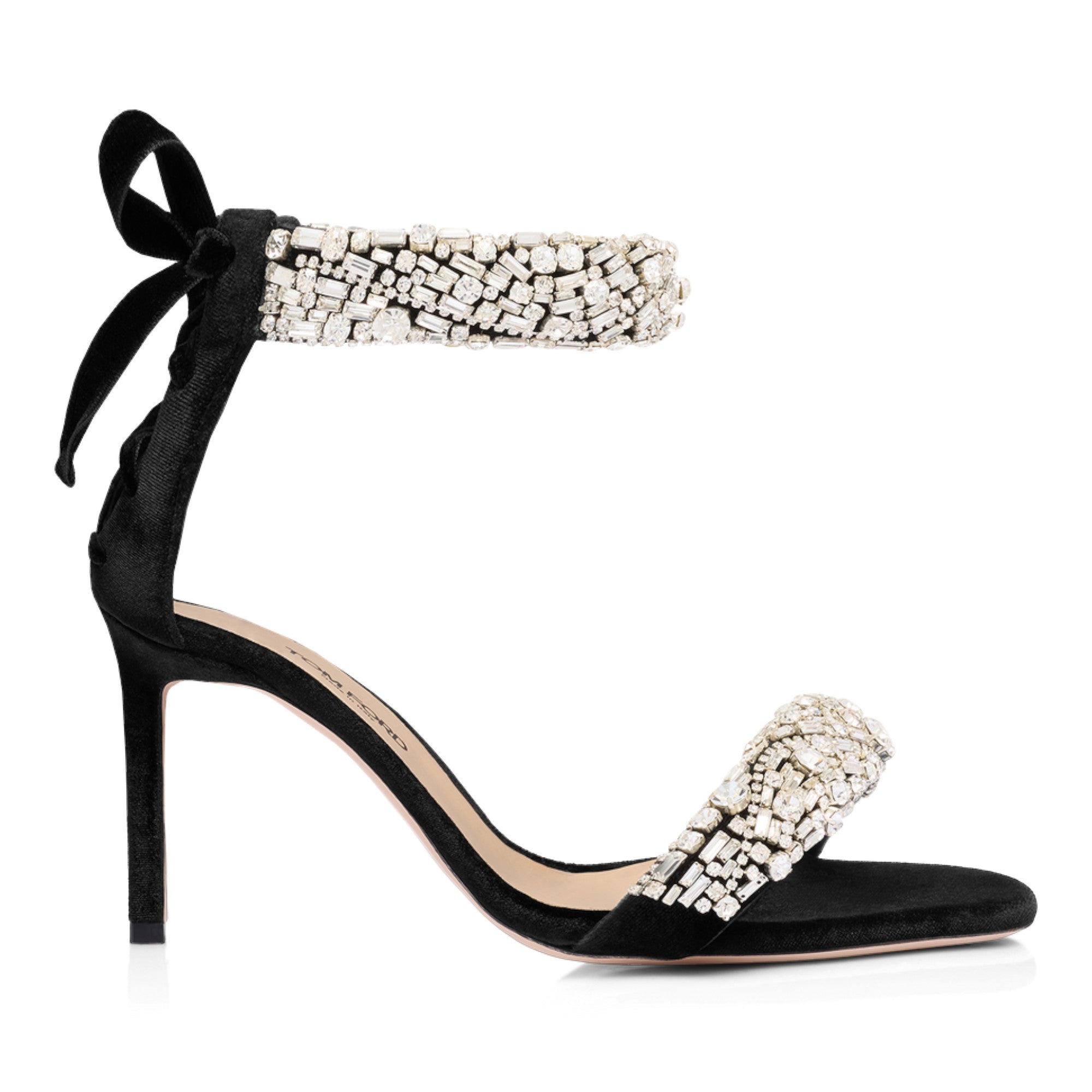 Edie Sandal Crystal-Embellished Velvet