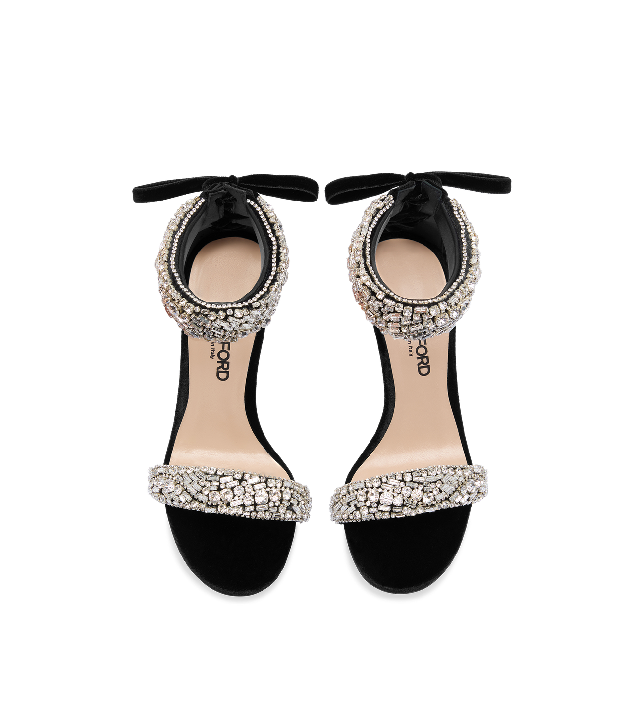 Edie Sandal Crystal-Embellished Velvet