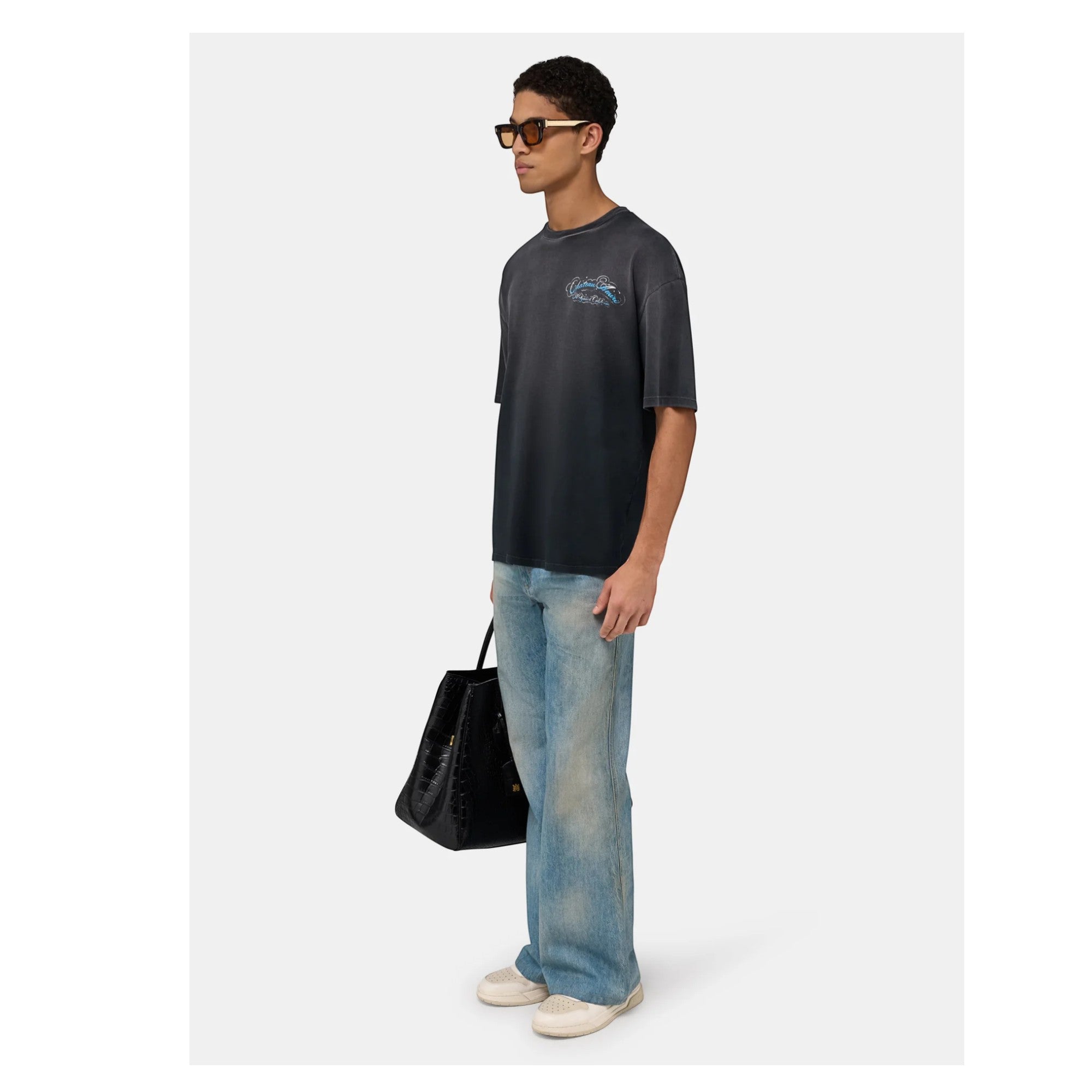 Crystal Chateau Script Oversized T-Shirt Black