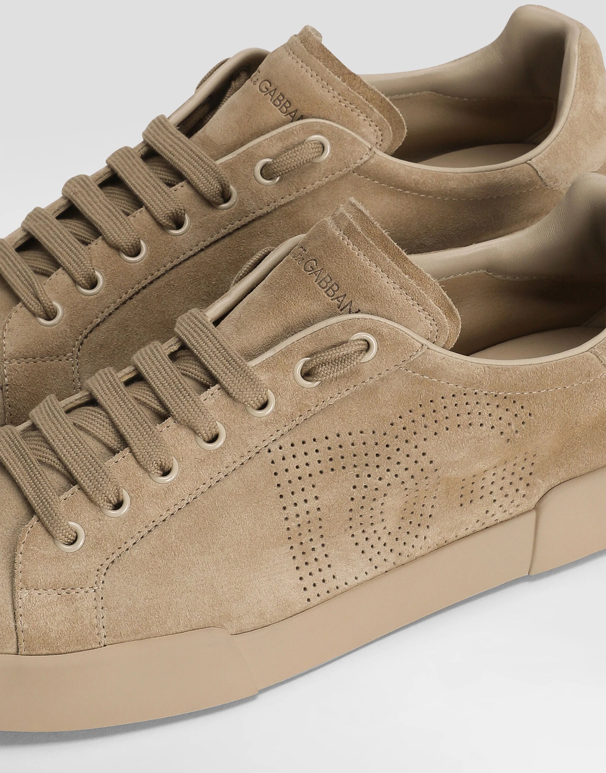 Calfskin Strobel Portofino Light Sneakers in Beige