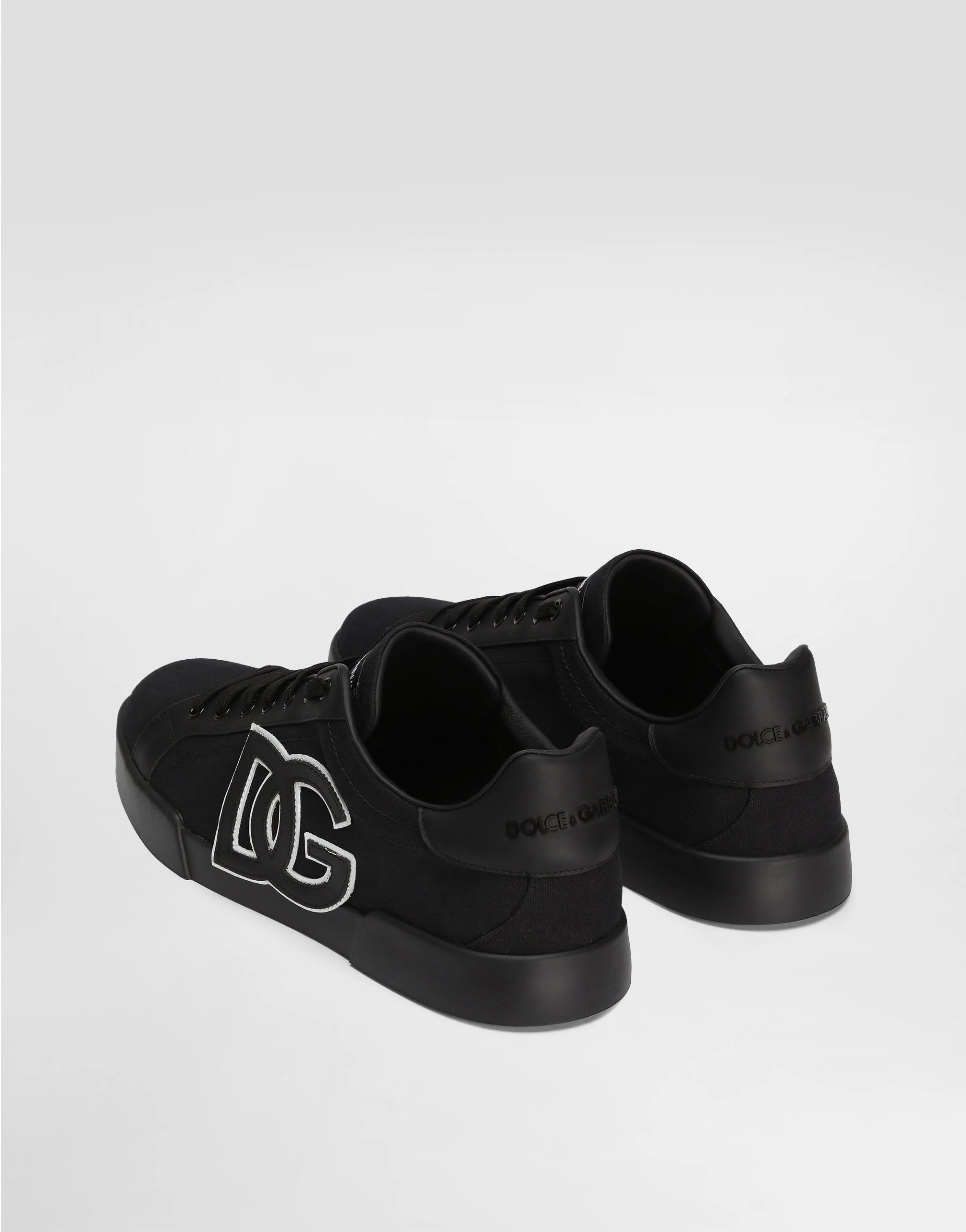 Portofino Light Strobel Sneakers in Canvas and Calfskin Black