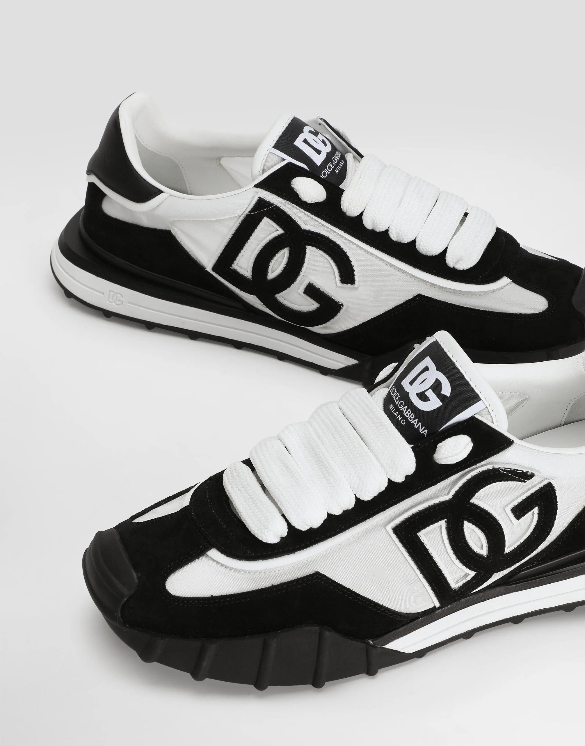 DG Athletic Sneakers in Fabric and Calfskin Black/White
