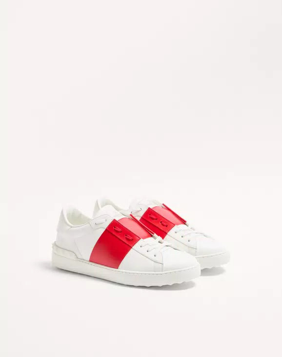 Valentino Calfskin-Open-Sneaker White/Red