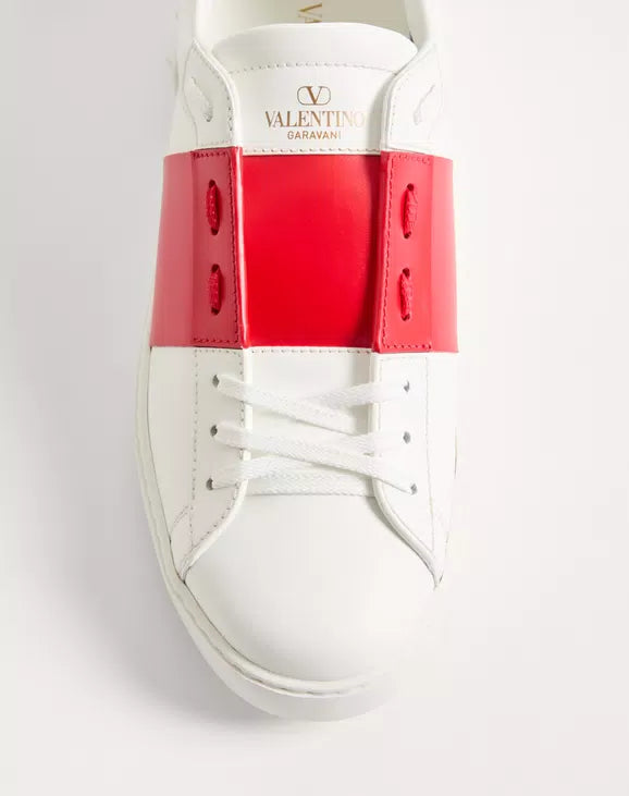 Valentino Calfskin-Open-Sneaker White/Red