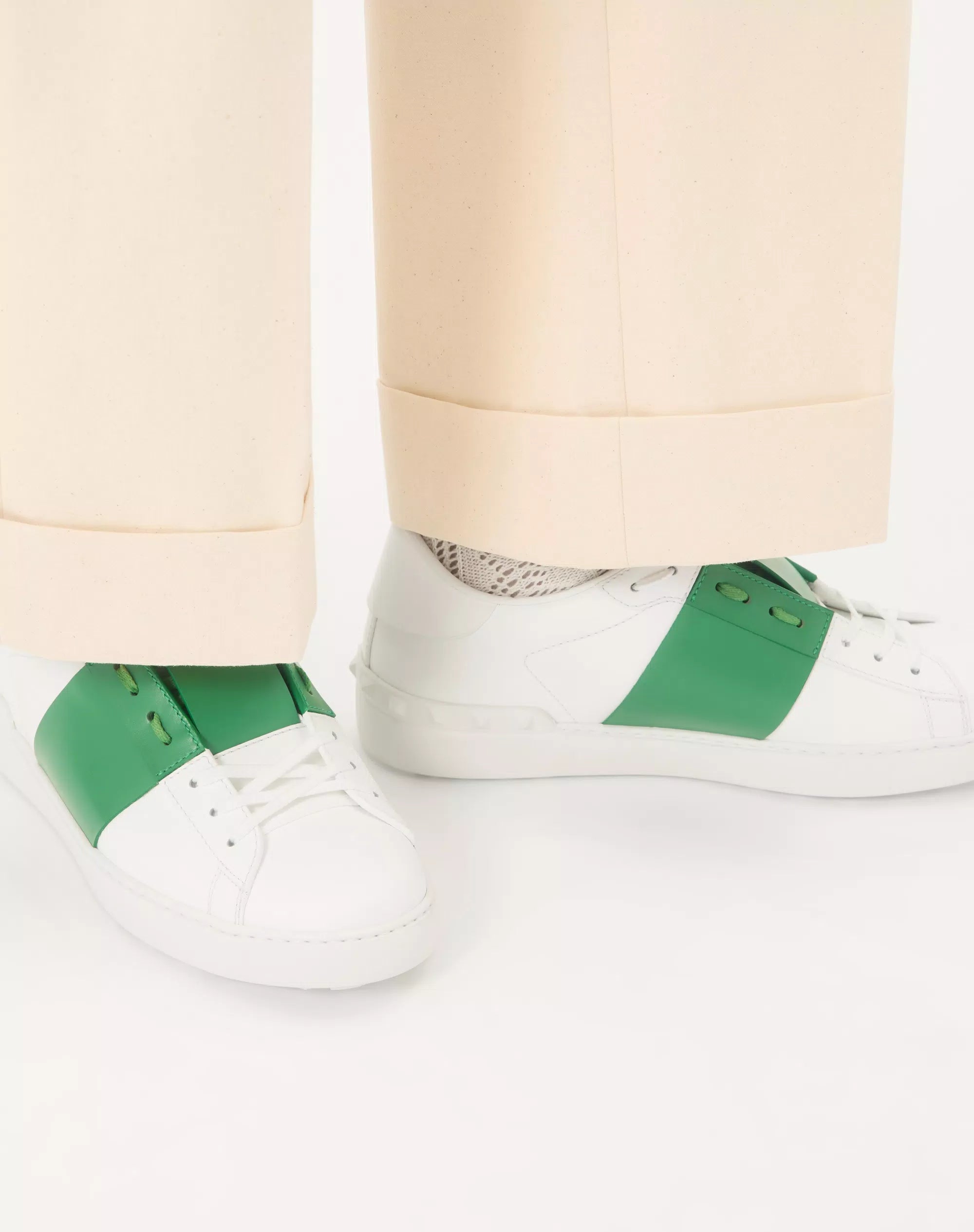 Valentino Calfskin-Open-Sneaker White/Green